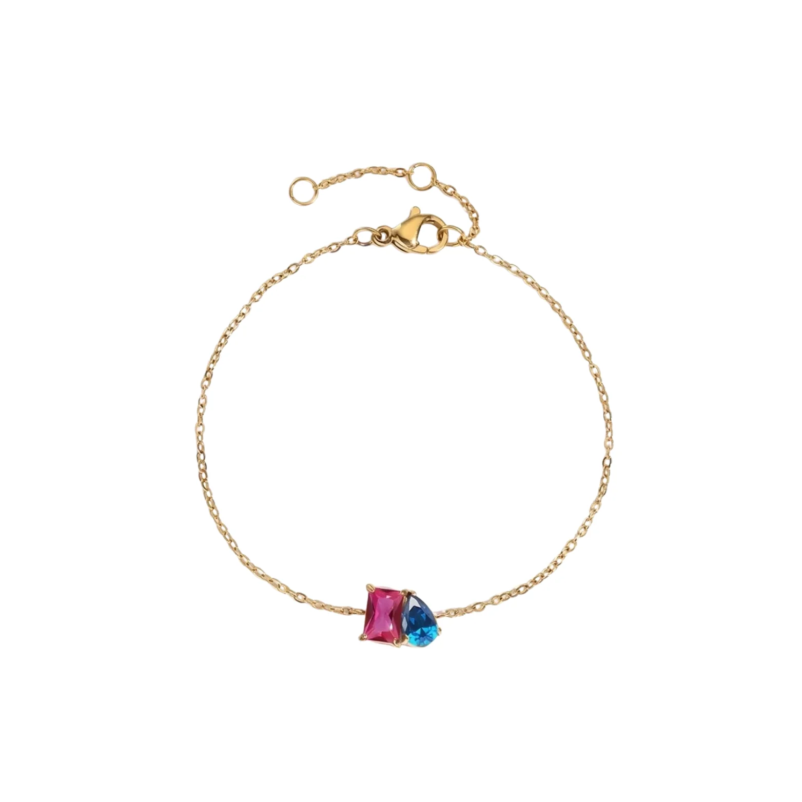 Gold Pink on Blue Bracelet