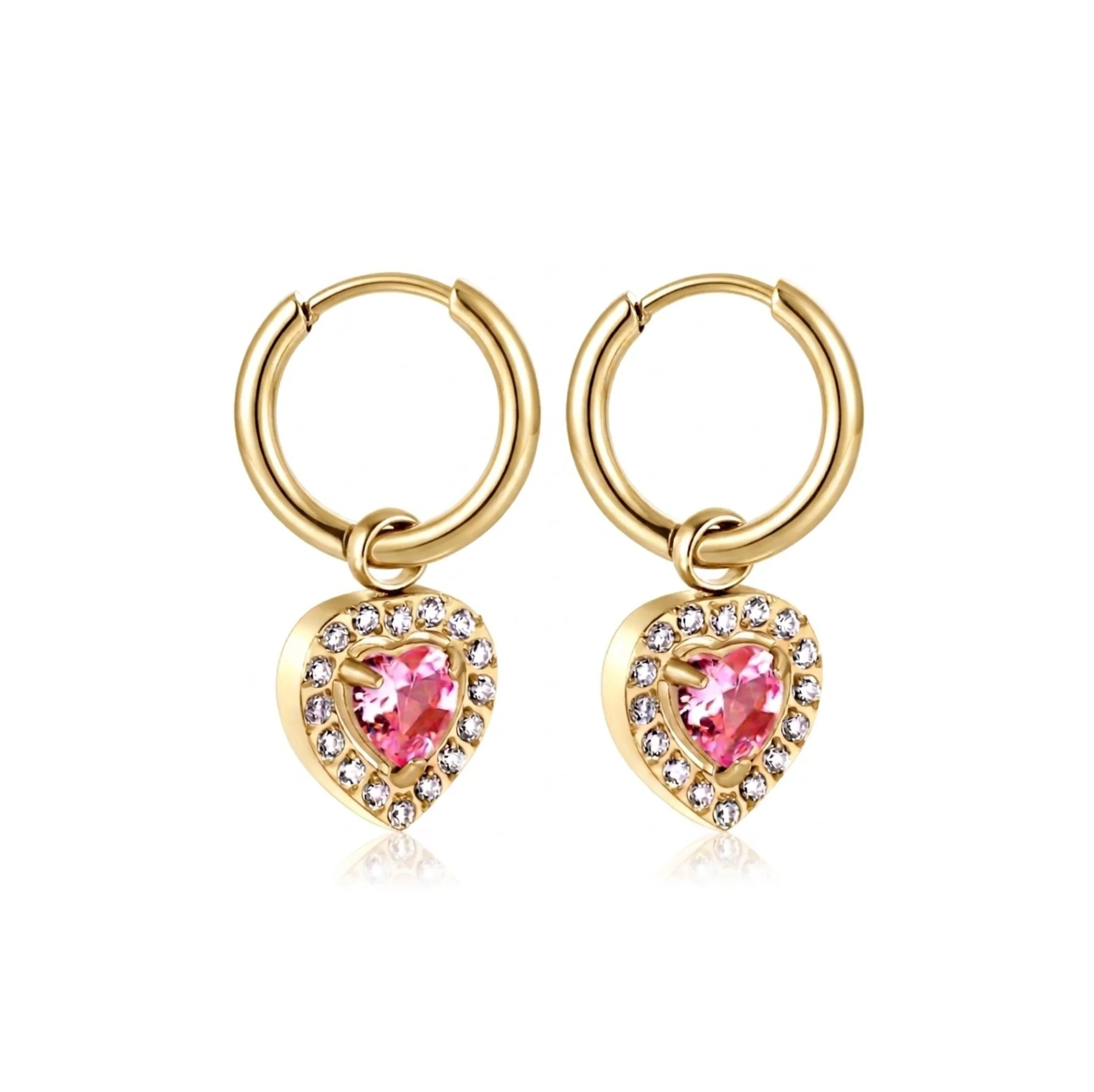 Gold Pink Chic Heart Huggies