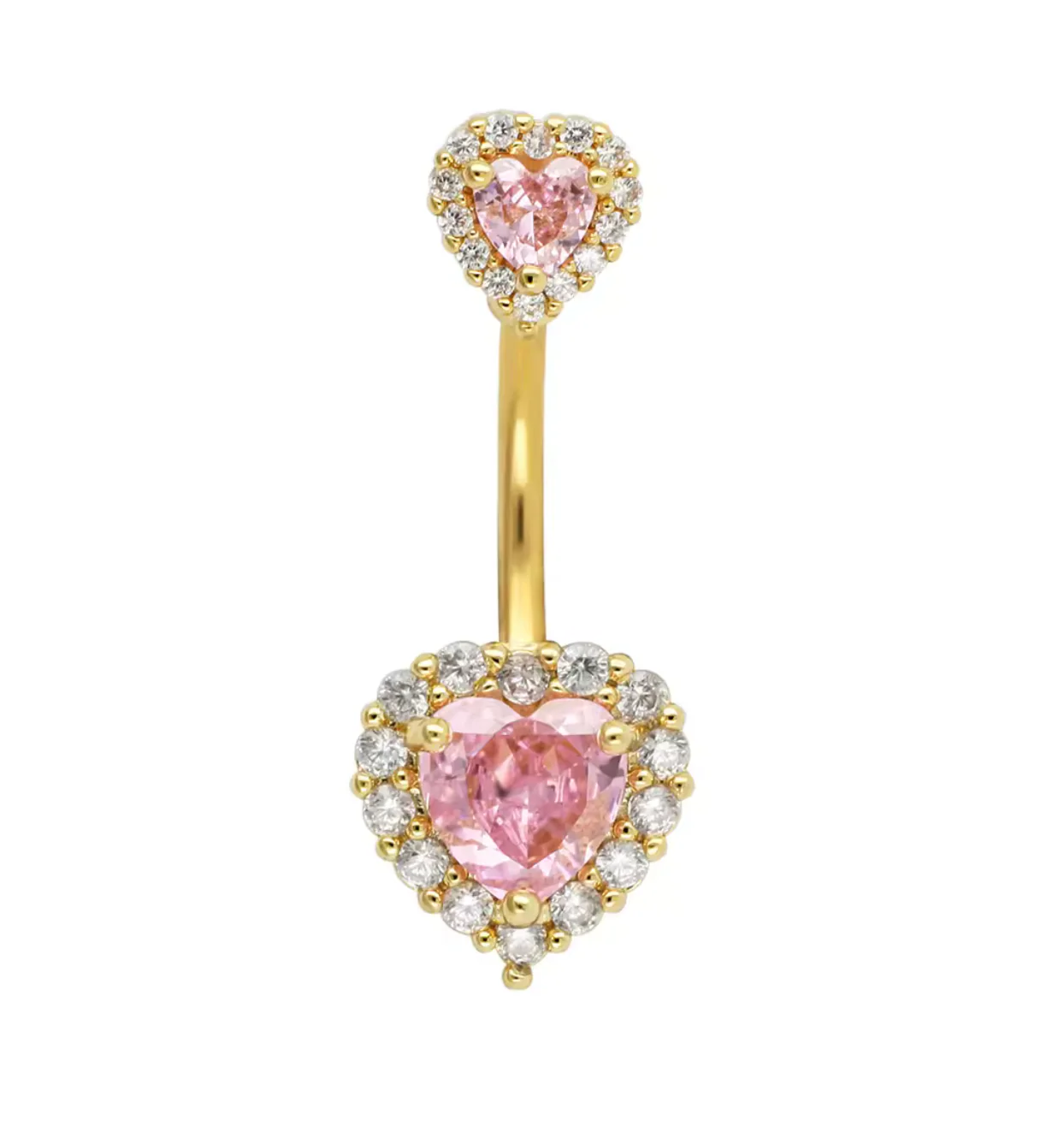 Gold Pink Heart Belly Bar