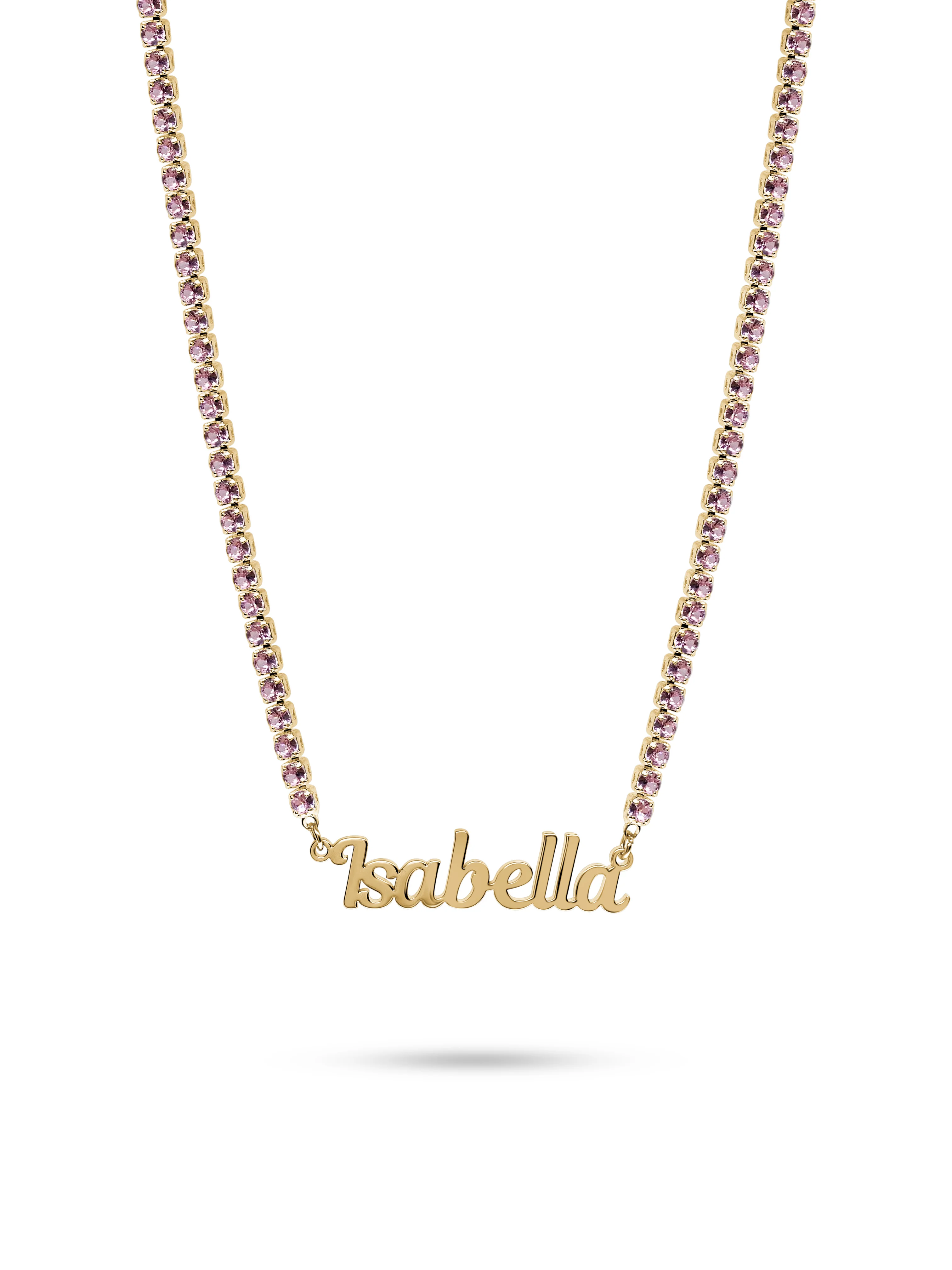Gold Pink Icy Personalised Name Necklace
