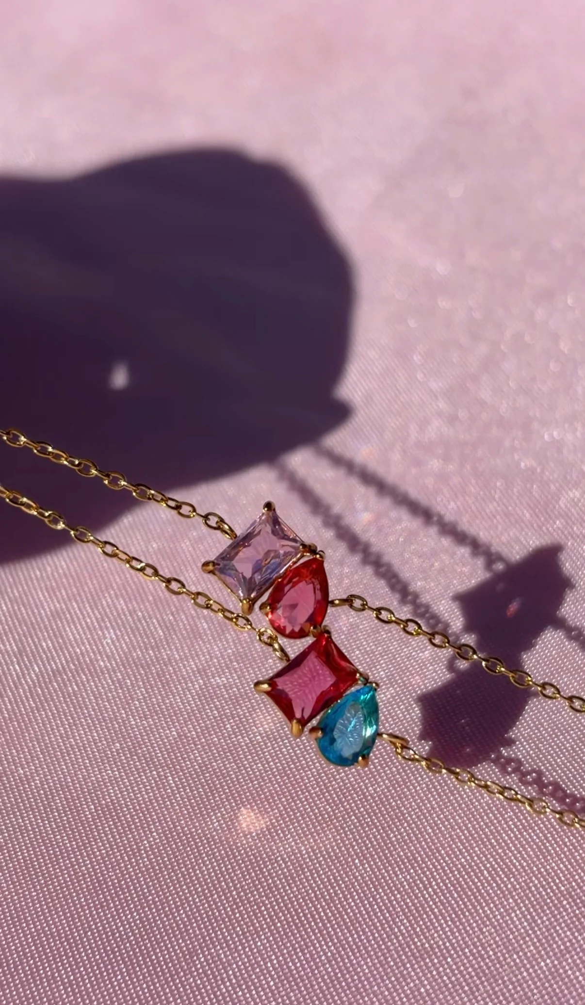 Gold Pink on Blue Bracelet - Image 3