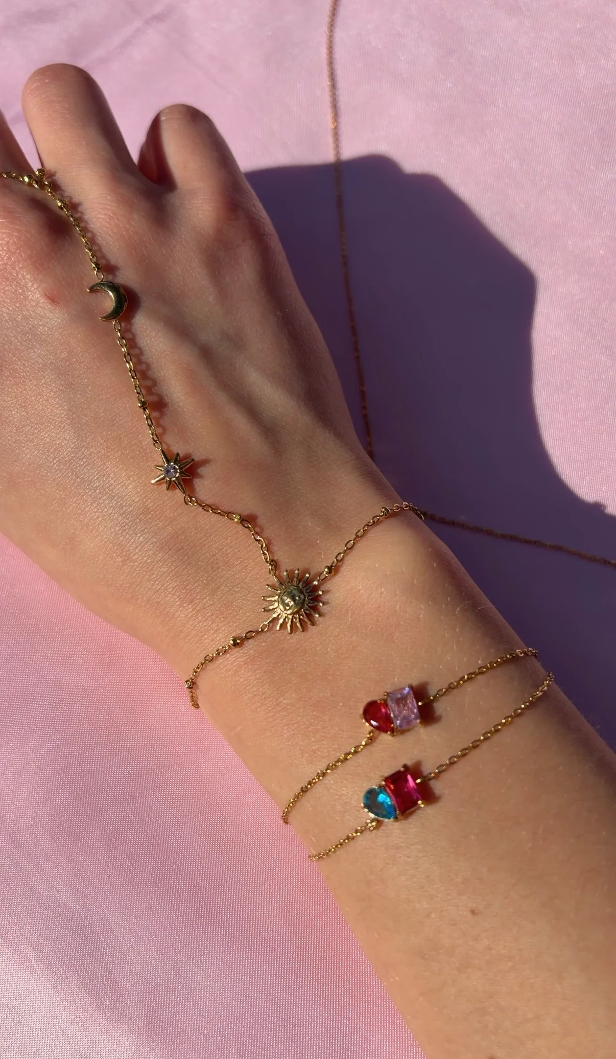 Gold Pink on Blue Bracelet - Image 4