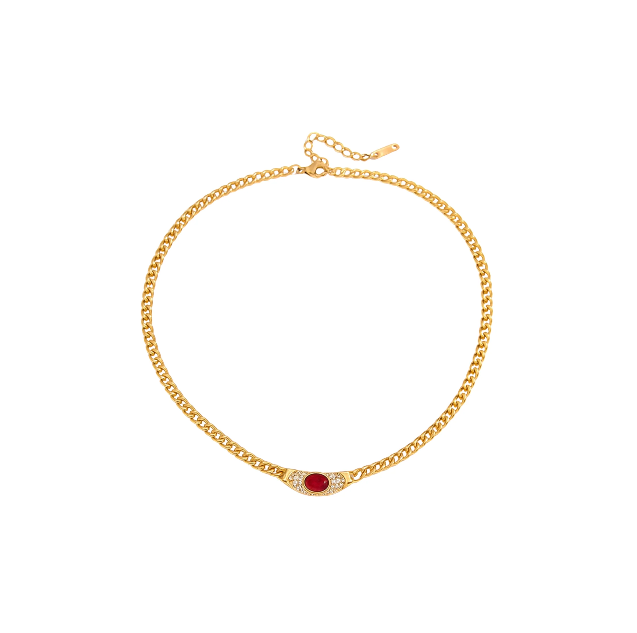 Gold Red Marble Necklace
