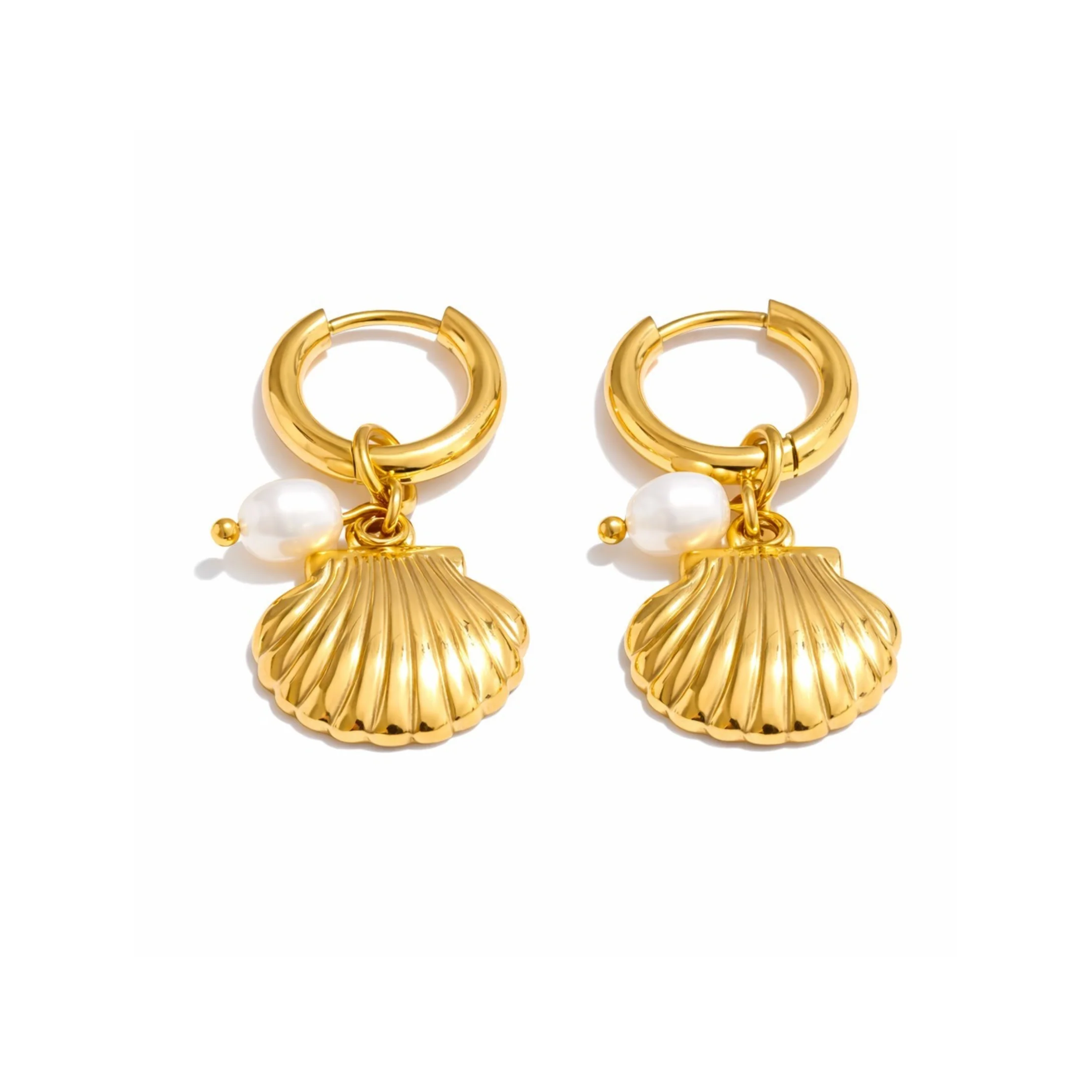 Gold Shell Hoops