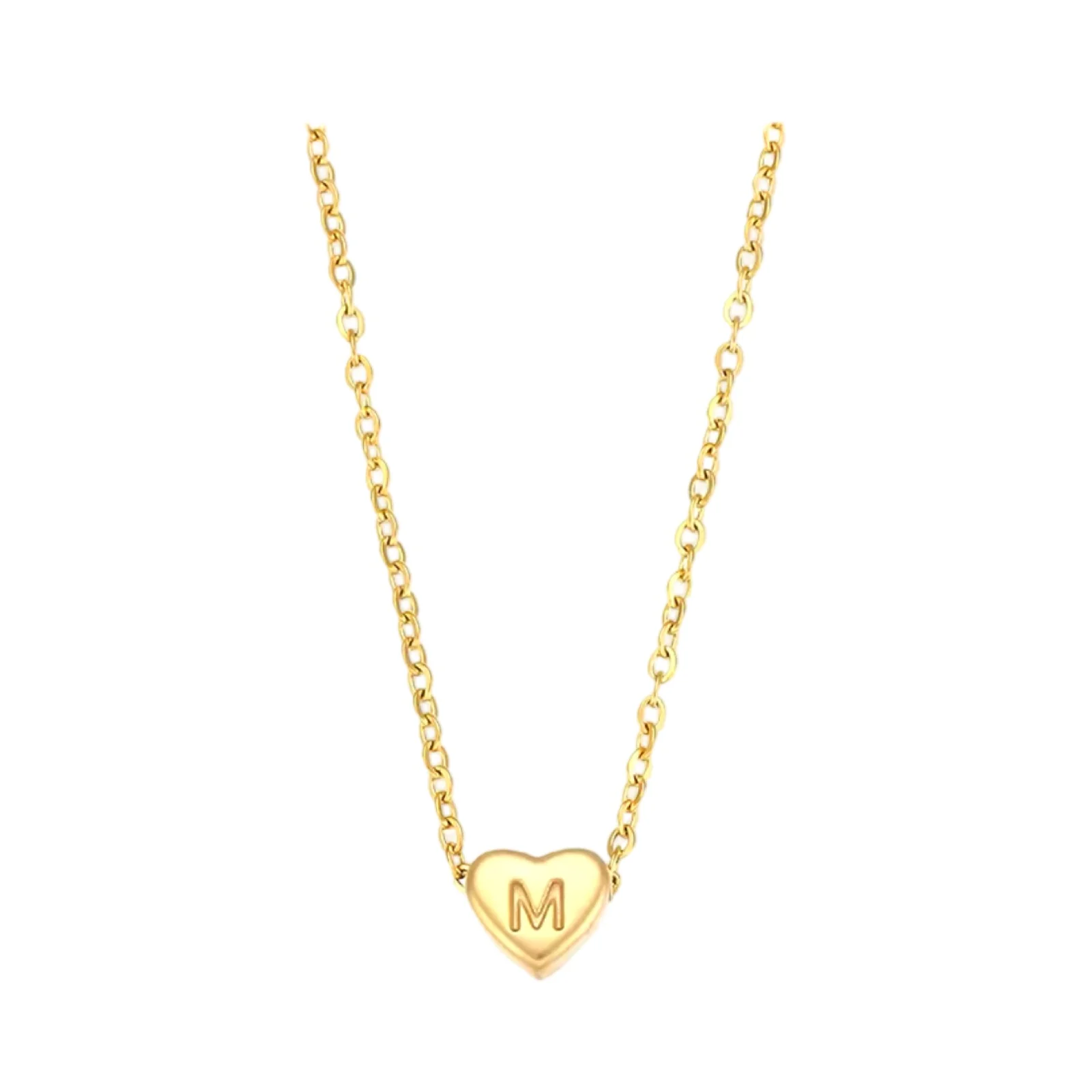Gold Small Initial Heart Necklace