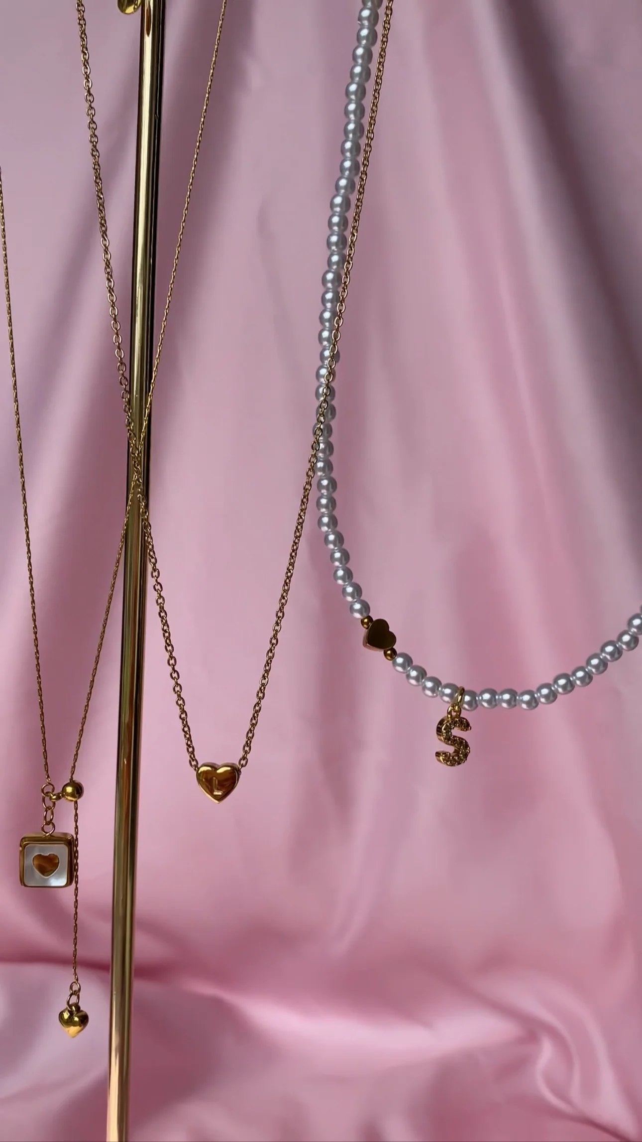 Gold Small Initial Heart Necklace - Image 5