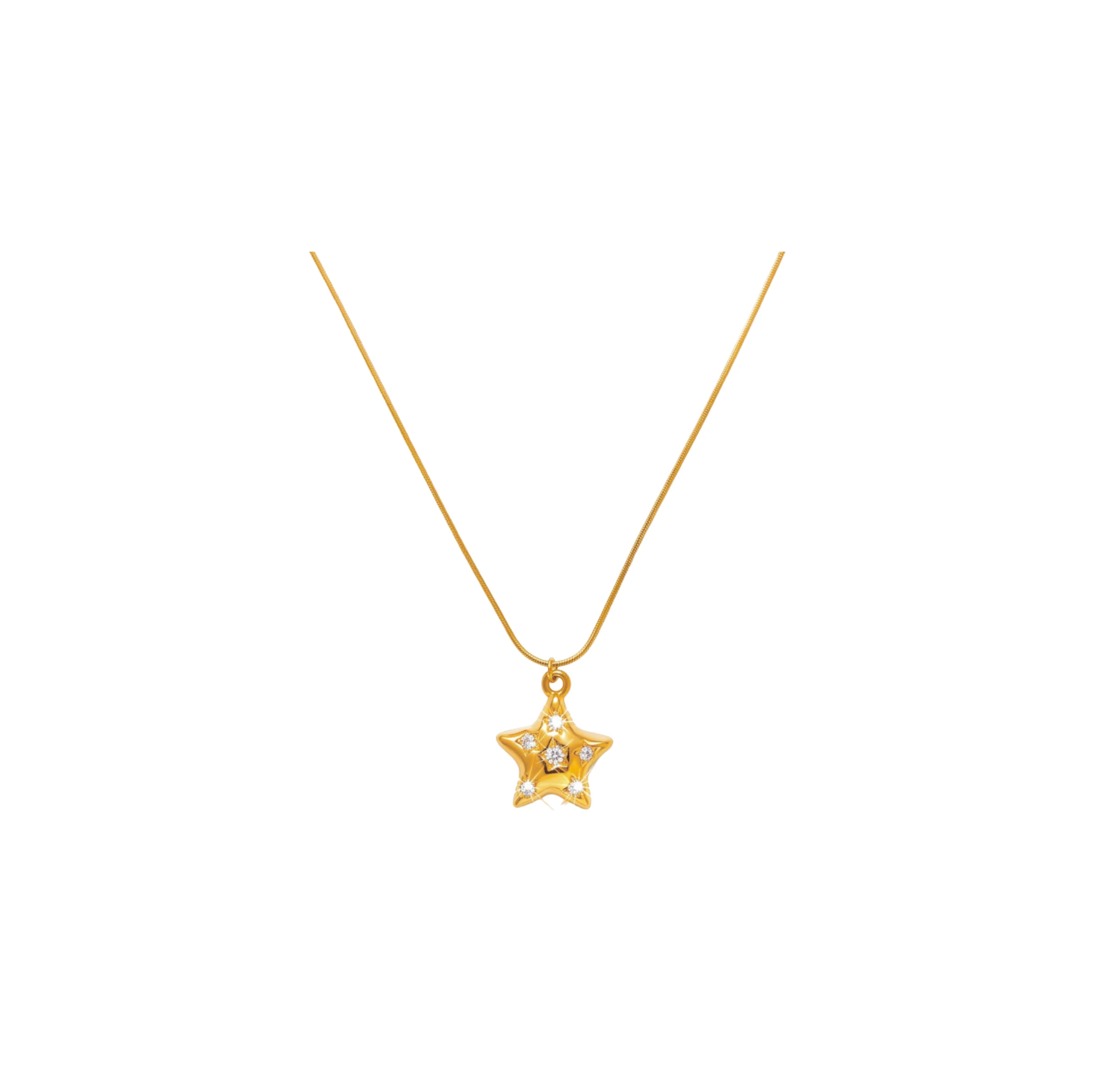 Gold Star Studded Necklace