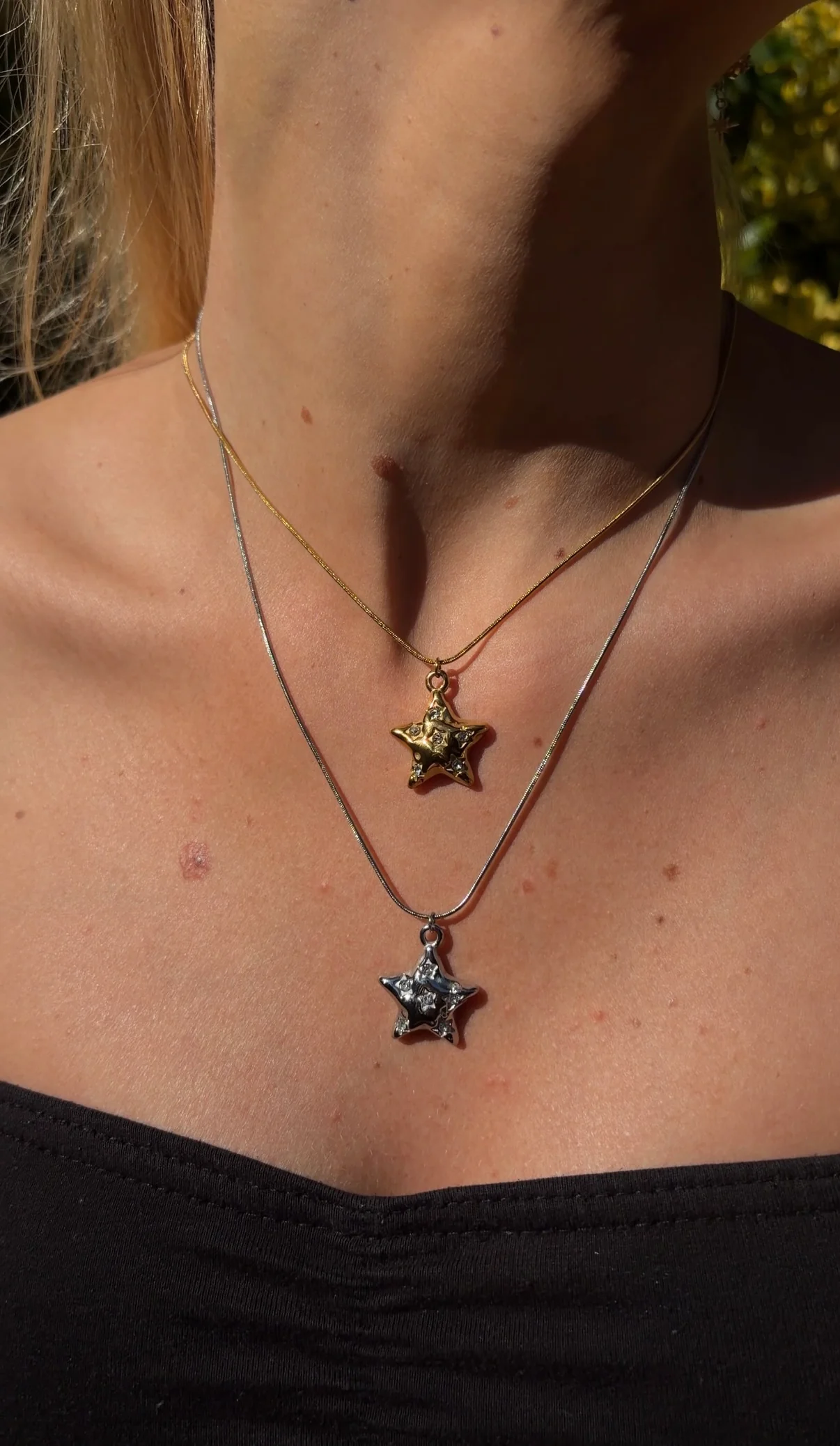 Gold Star Studded Necklace - Image 2