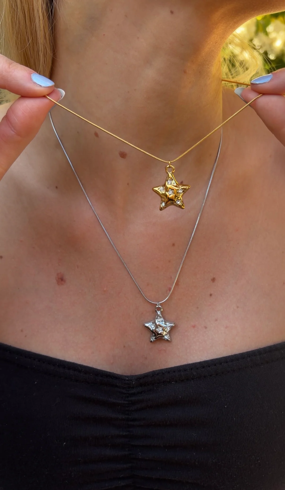 Gold Star Studded Necklace - Image 3