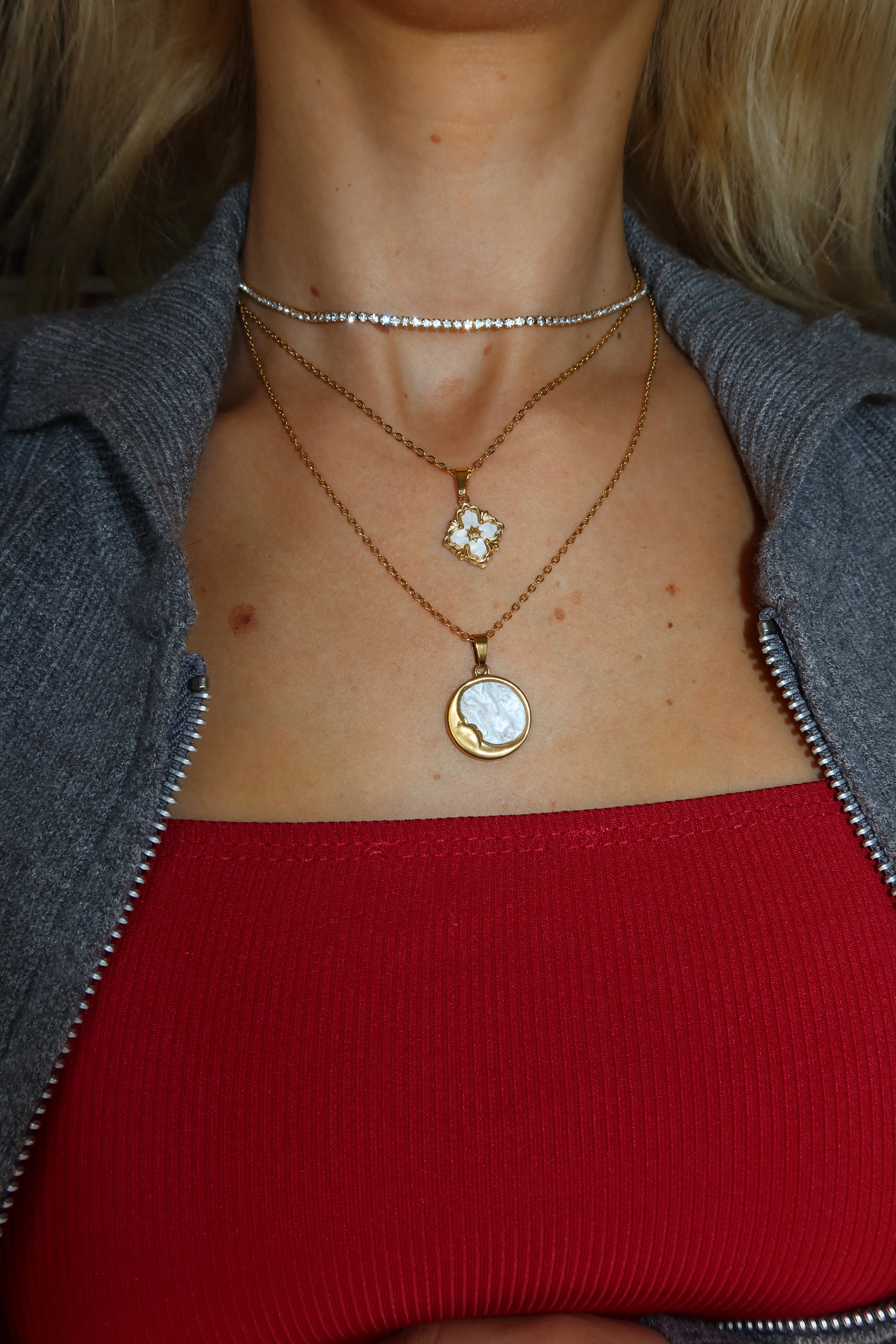 Gold Tennis Necklace and Bracelet Set - Image 3