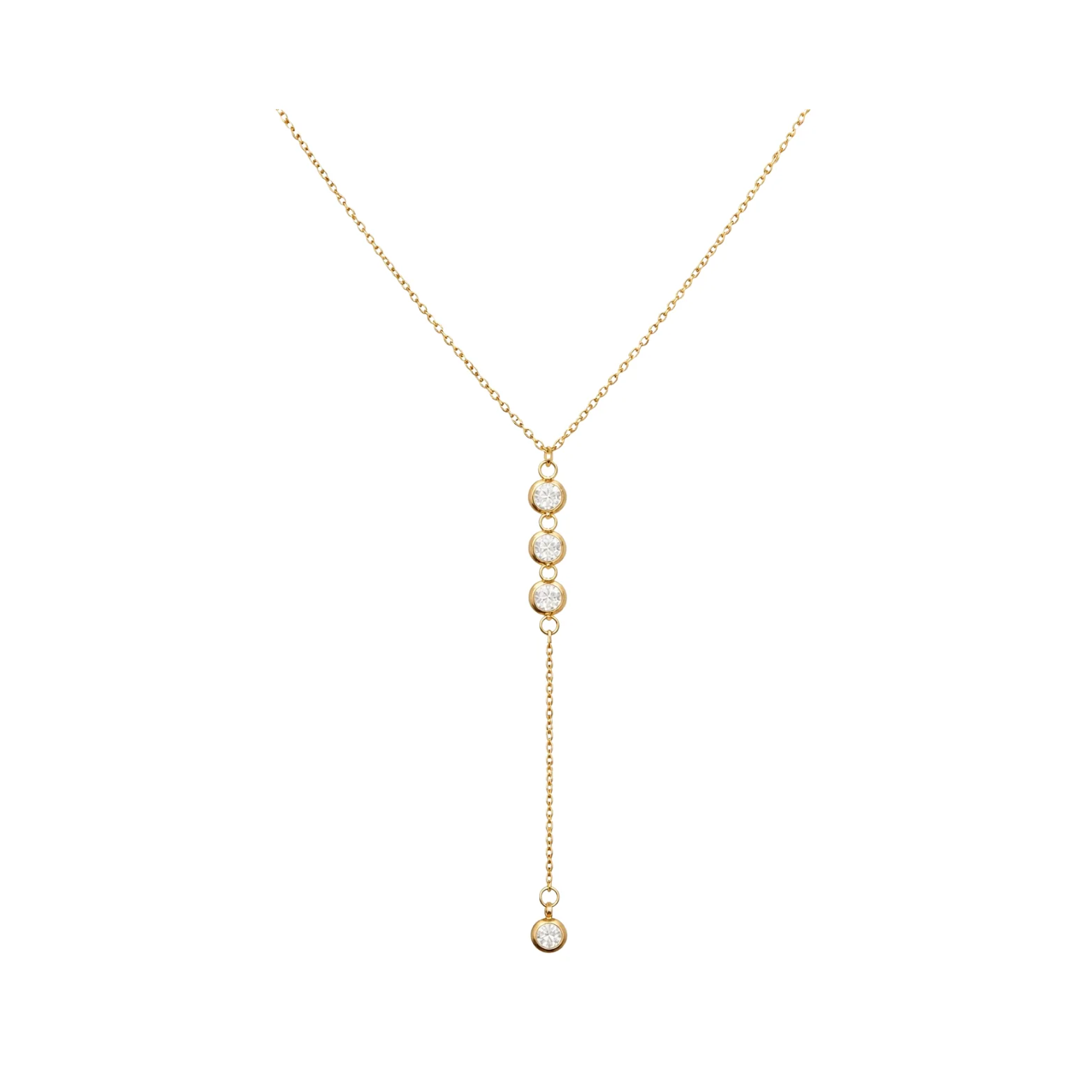 Gold Triple Ball Y Necklace