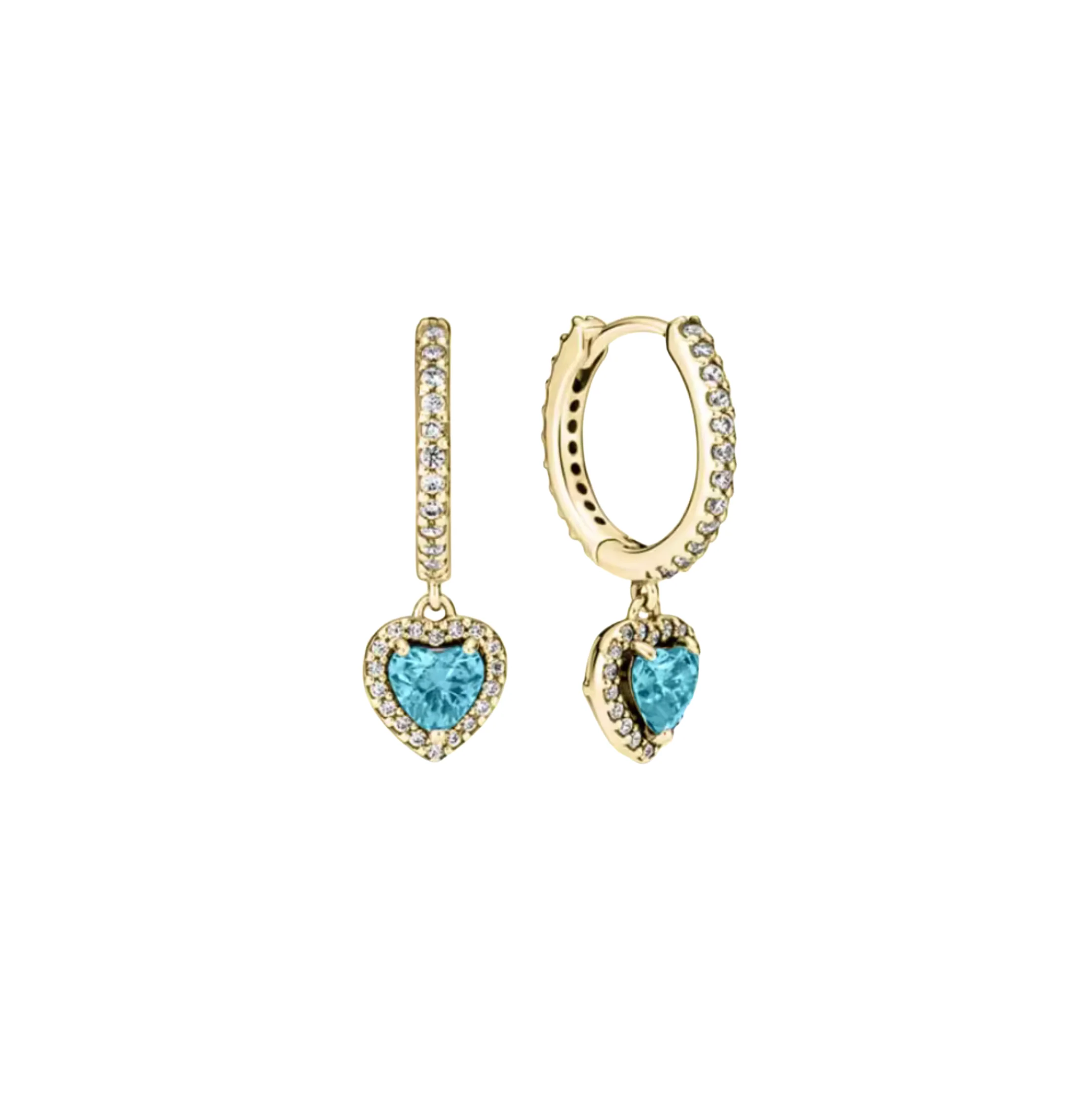 Gold Turquoise Dreamy Heart Huggies
