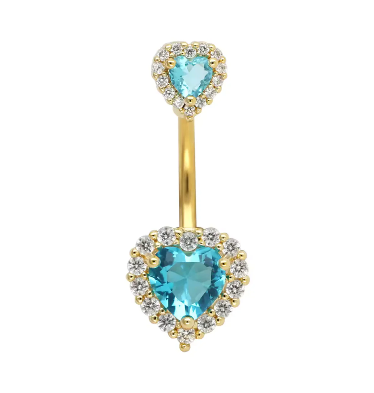 Gold Turquoise Heart Belly Bar