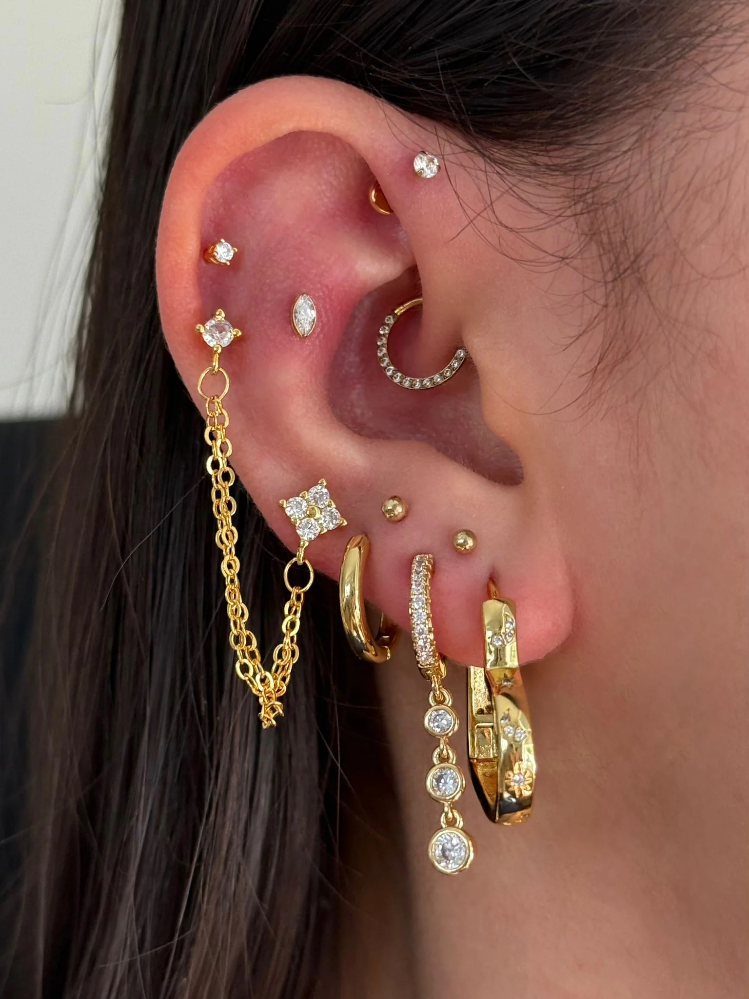 Gold Unique Heart Hoops - Image 2