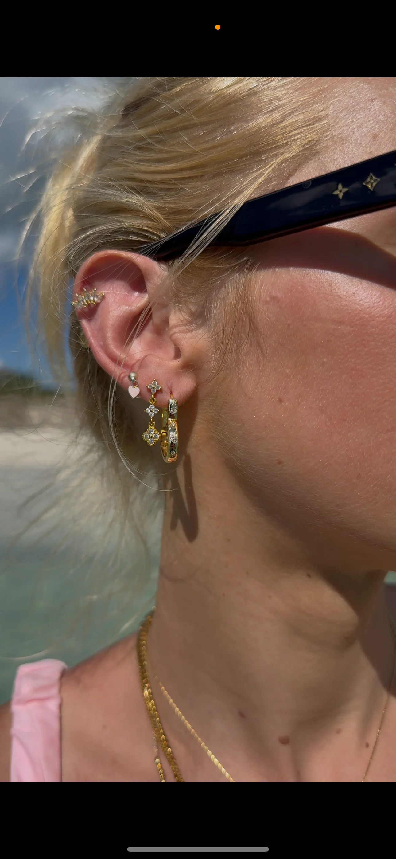 Gold Clover Dangly Studs - Image 3