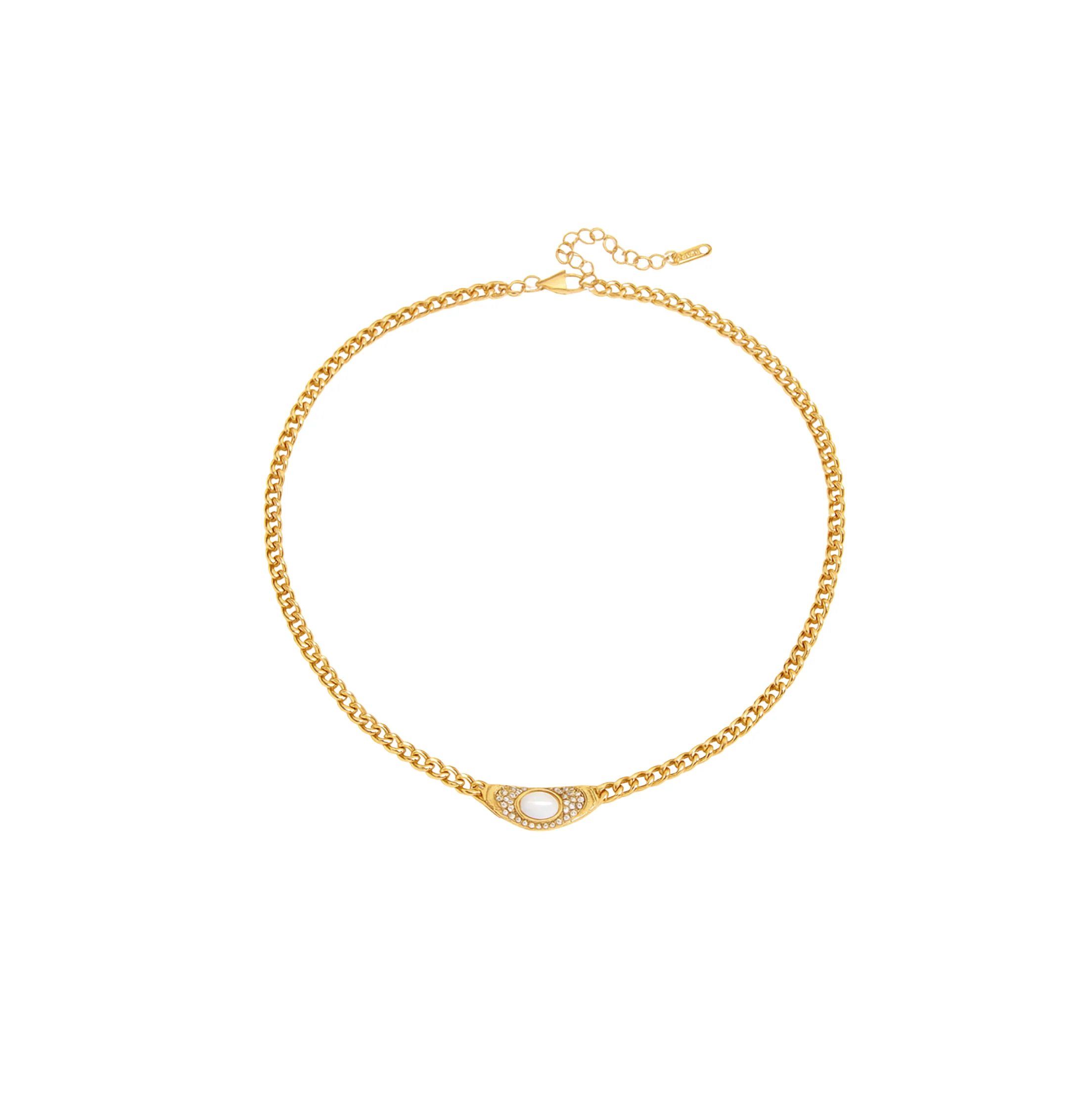 Gold White Marble Necklace