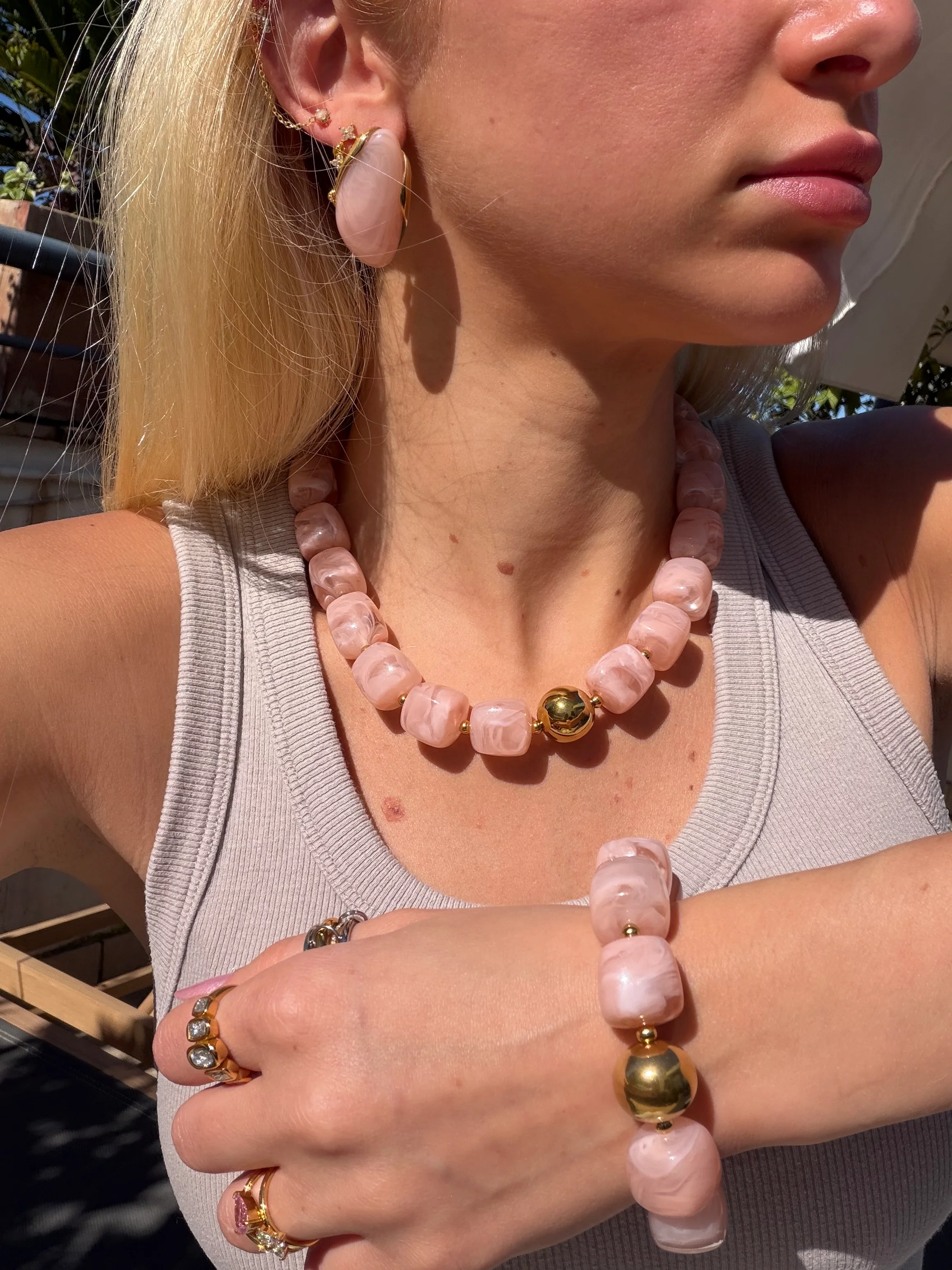 Pink Marble Studs - Image 5