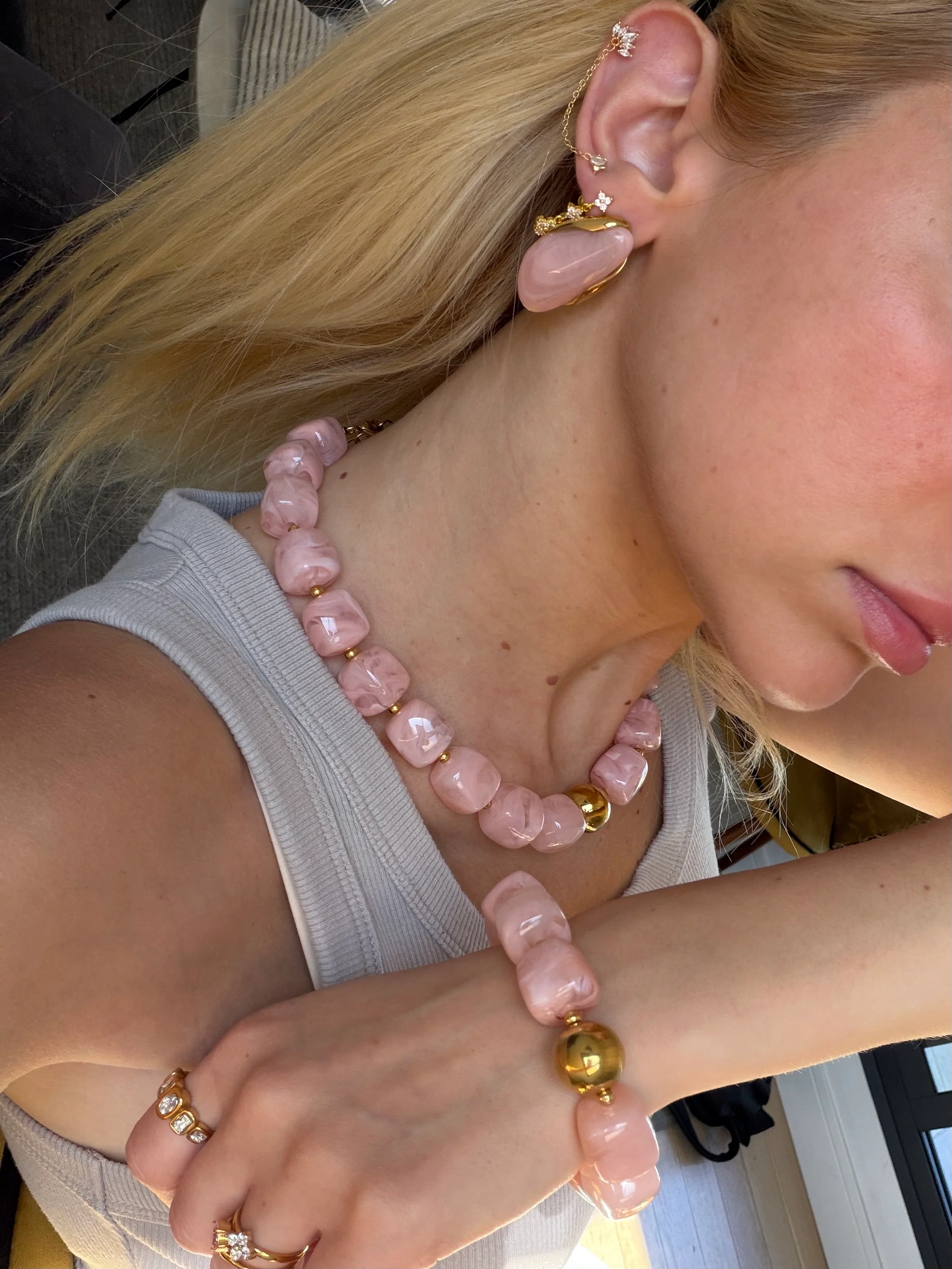 Pink Marble Studs - Image 8