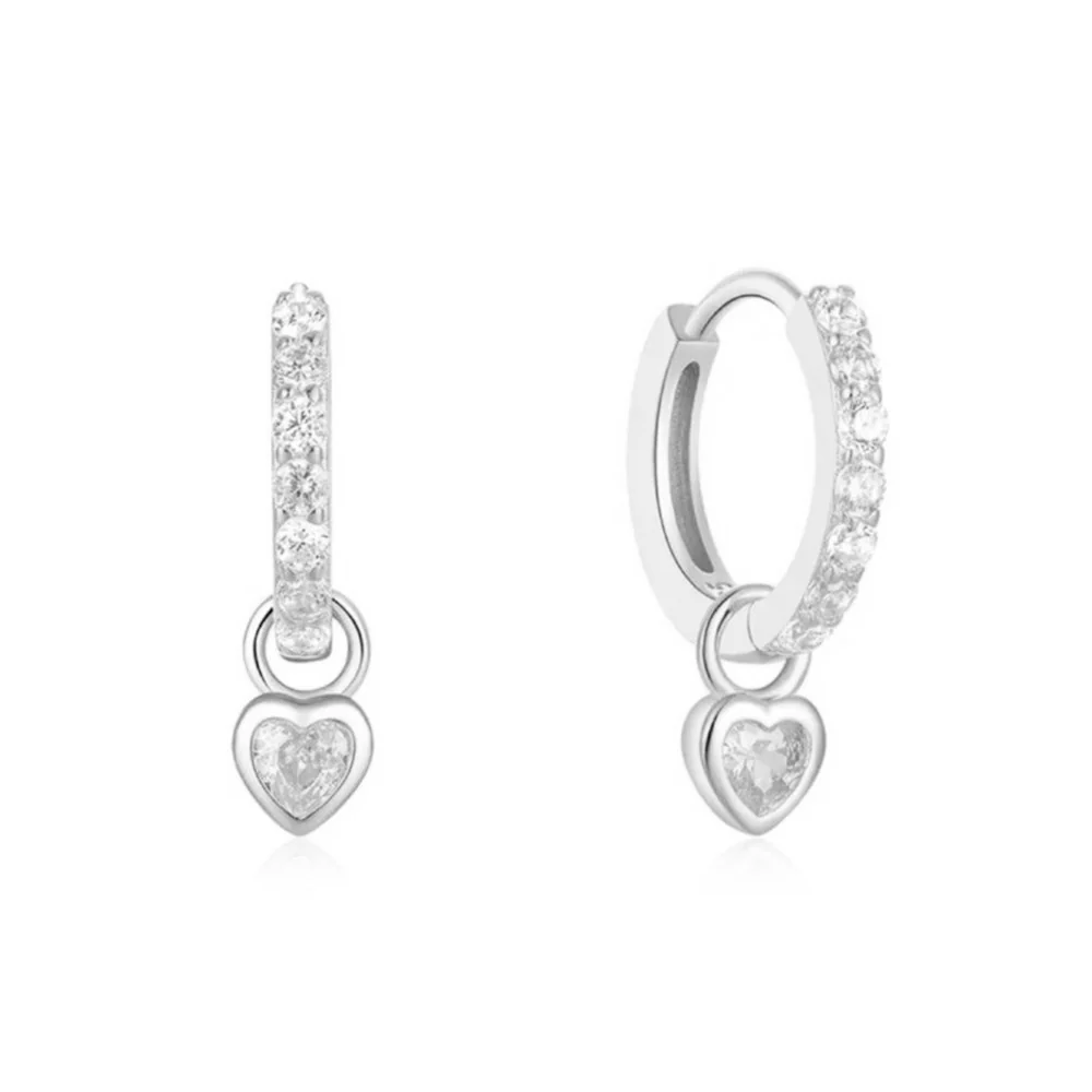 Silver Crystal Luxe Heart Huggies