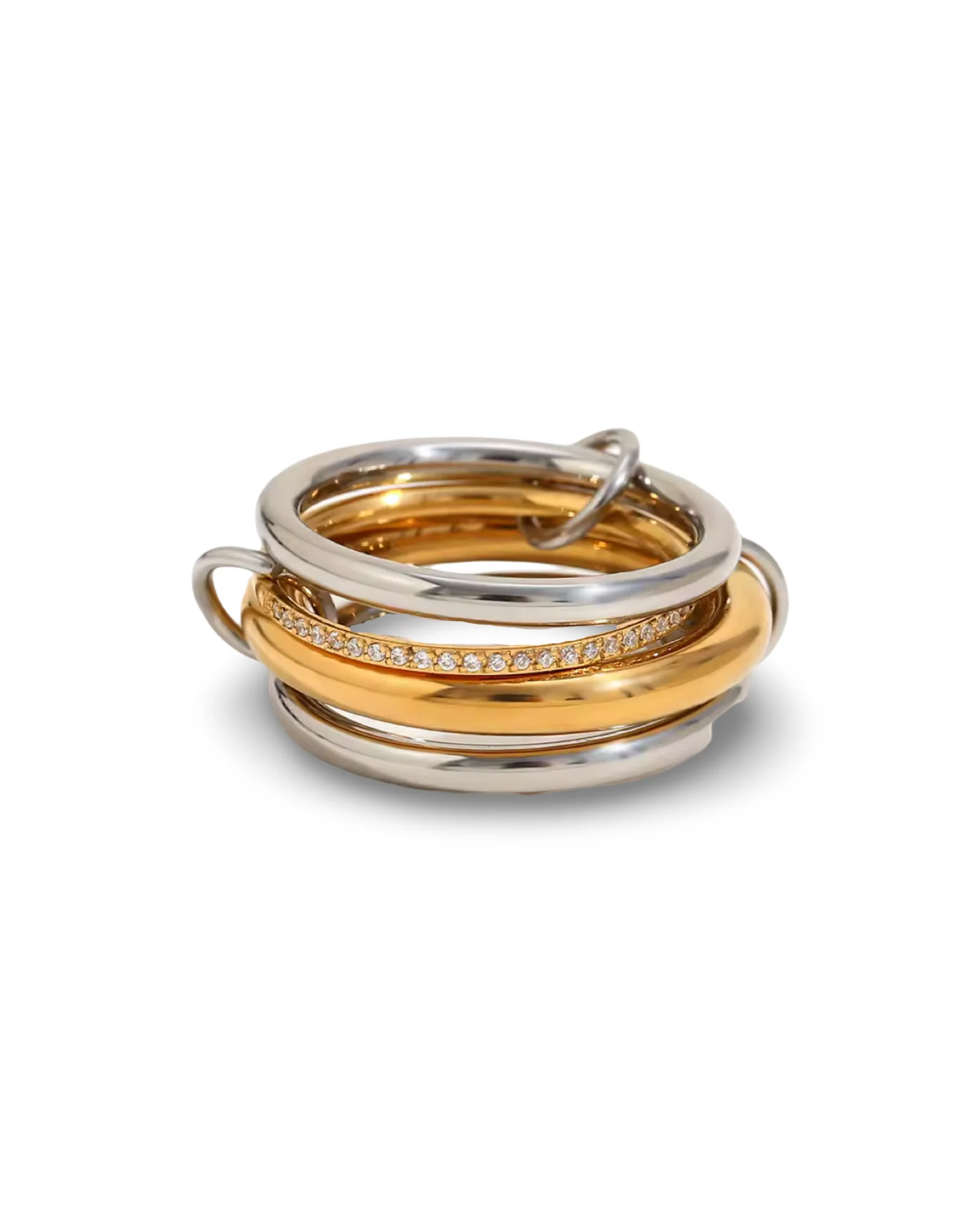 Gold and Silver Halo Stack Ring