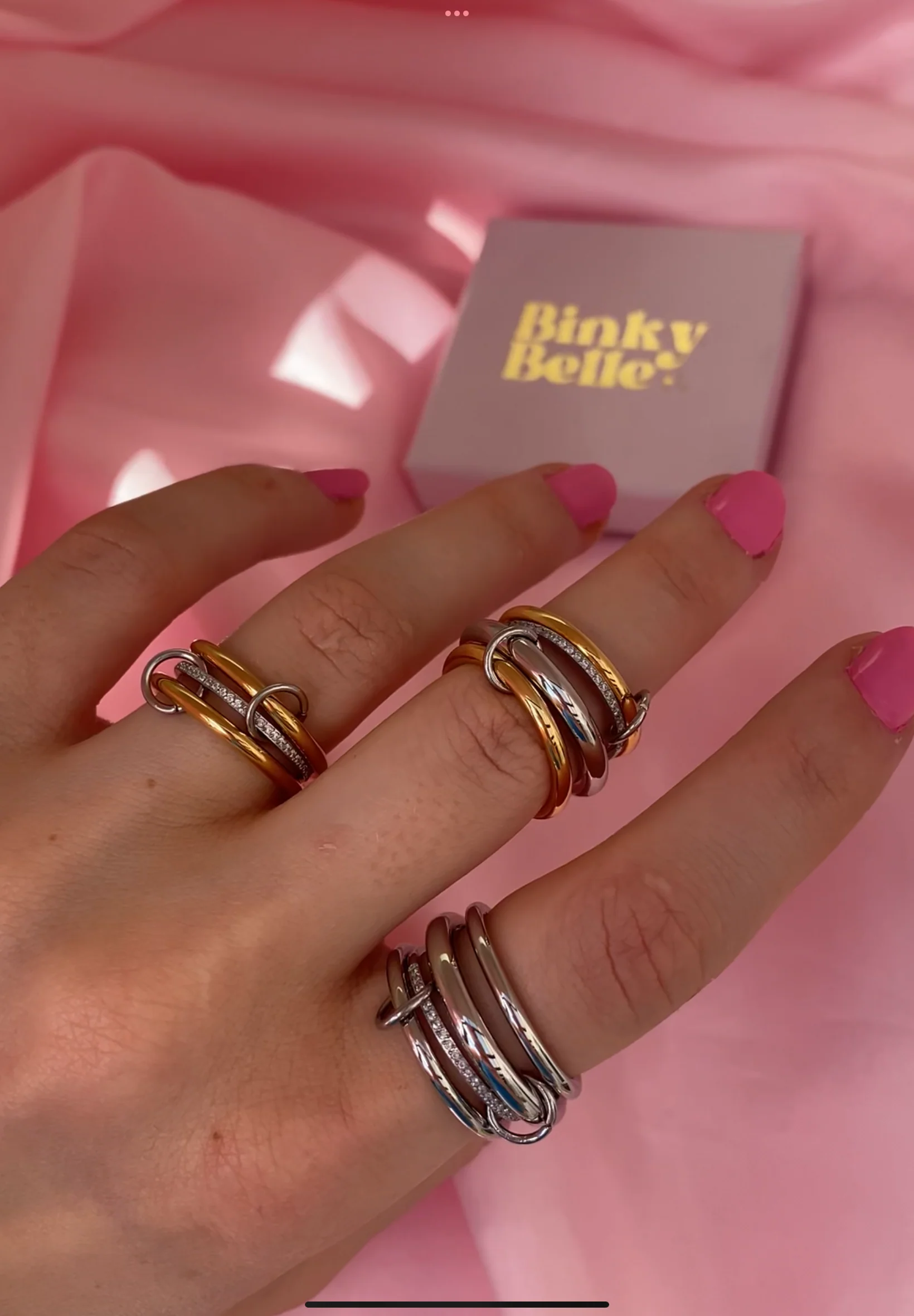 Gold and Silver Halo Stack Ring - Image 3