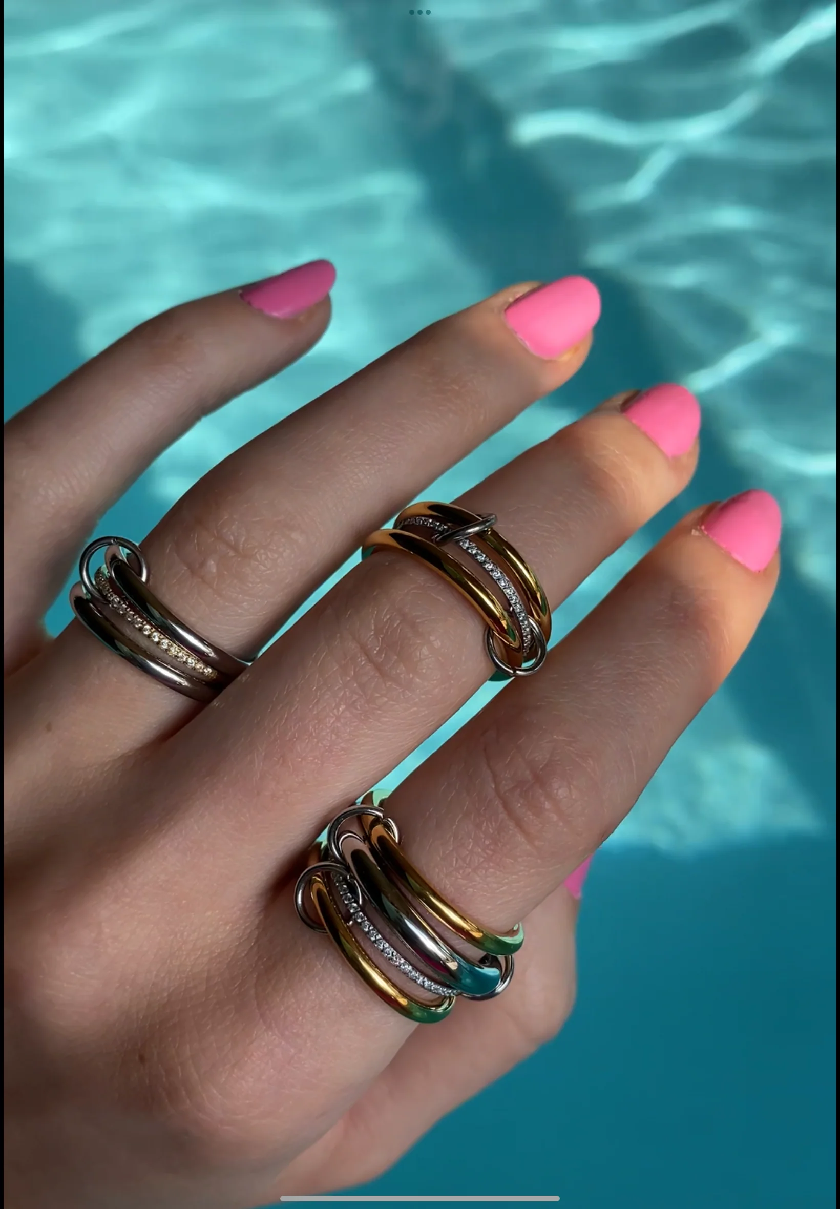 Gold and Silver Halo Stack Ring - Image 4