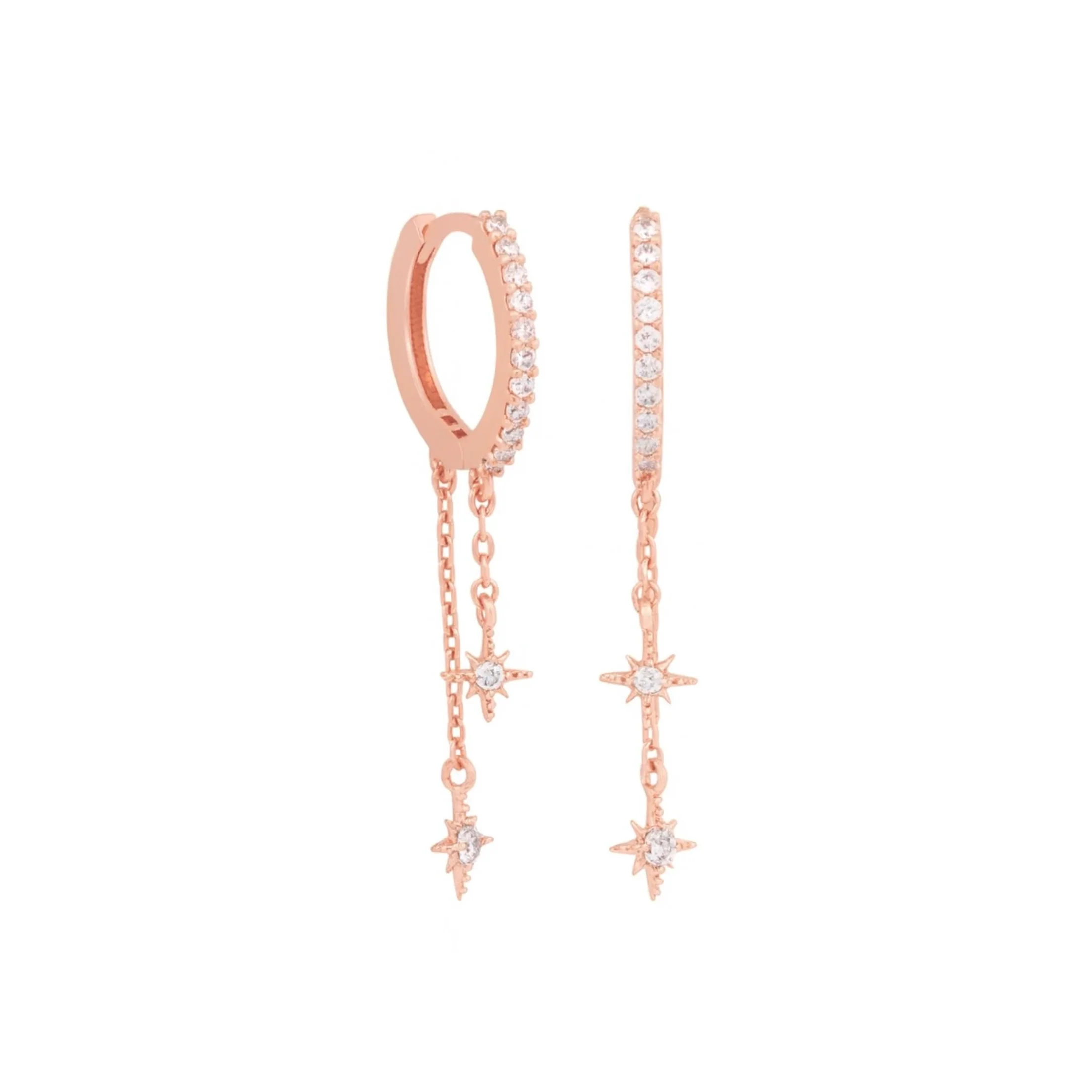 Rose Gold Two Layers Star Huggies