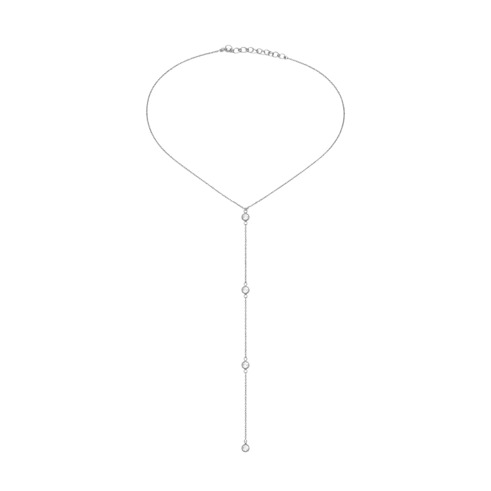 Silver 4 Ball Long Y Necklace