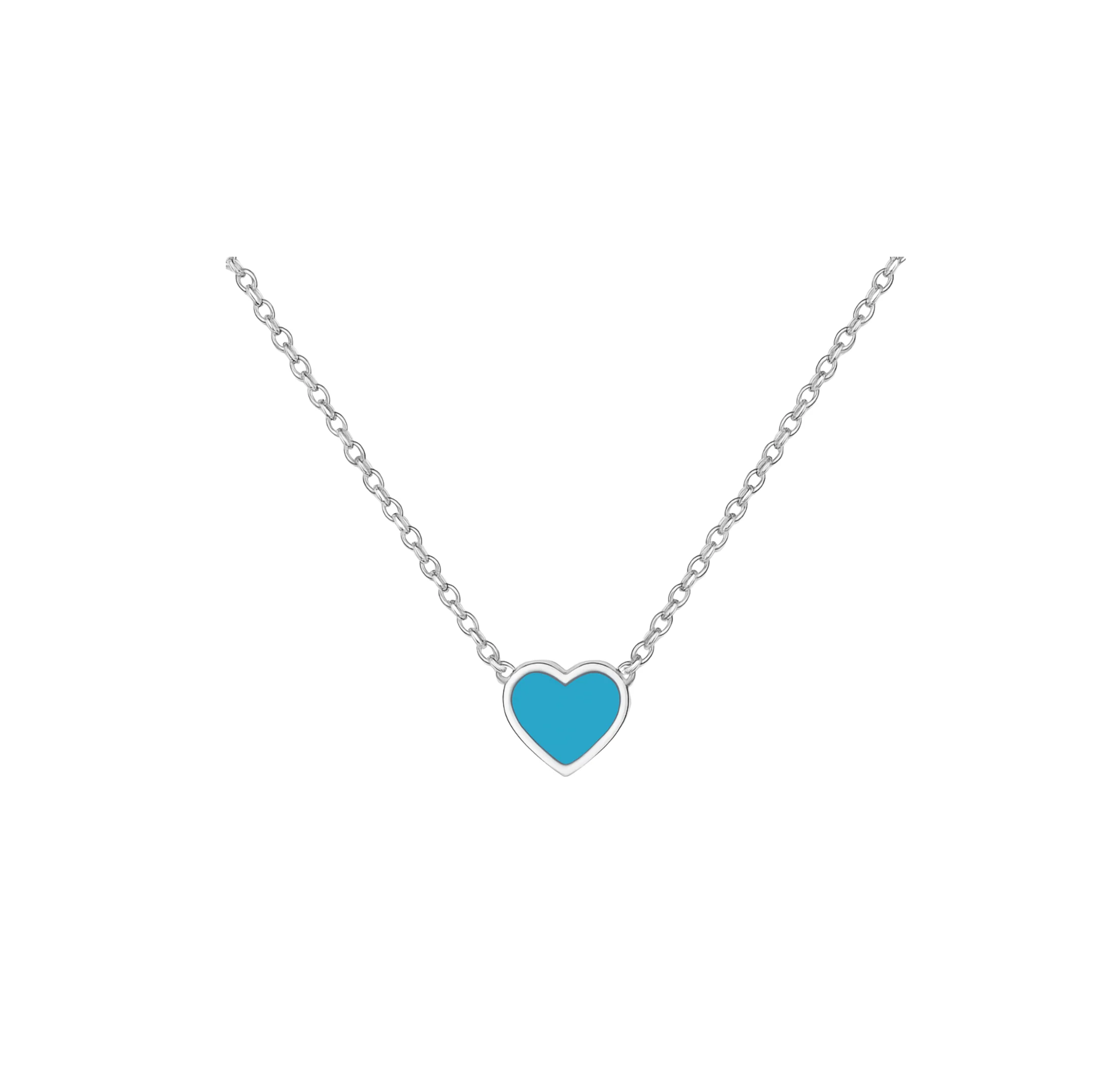 Silver Blue Small Heart Necklace