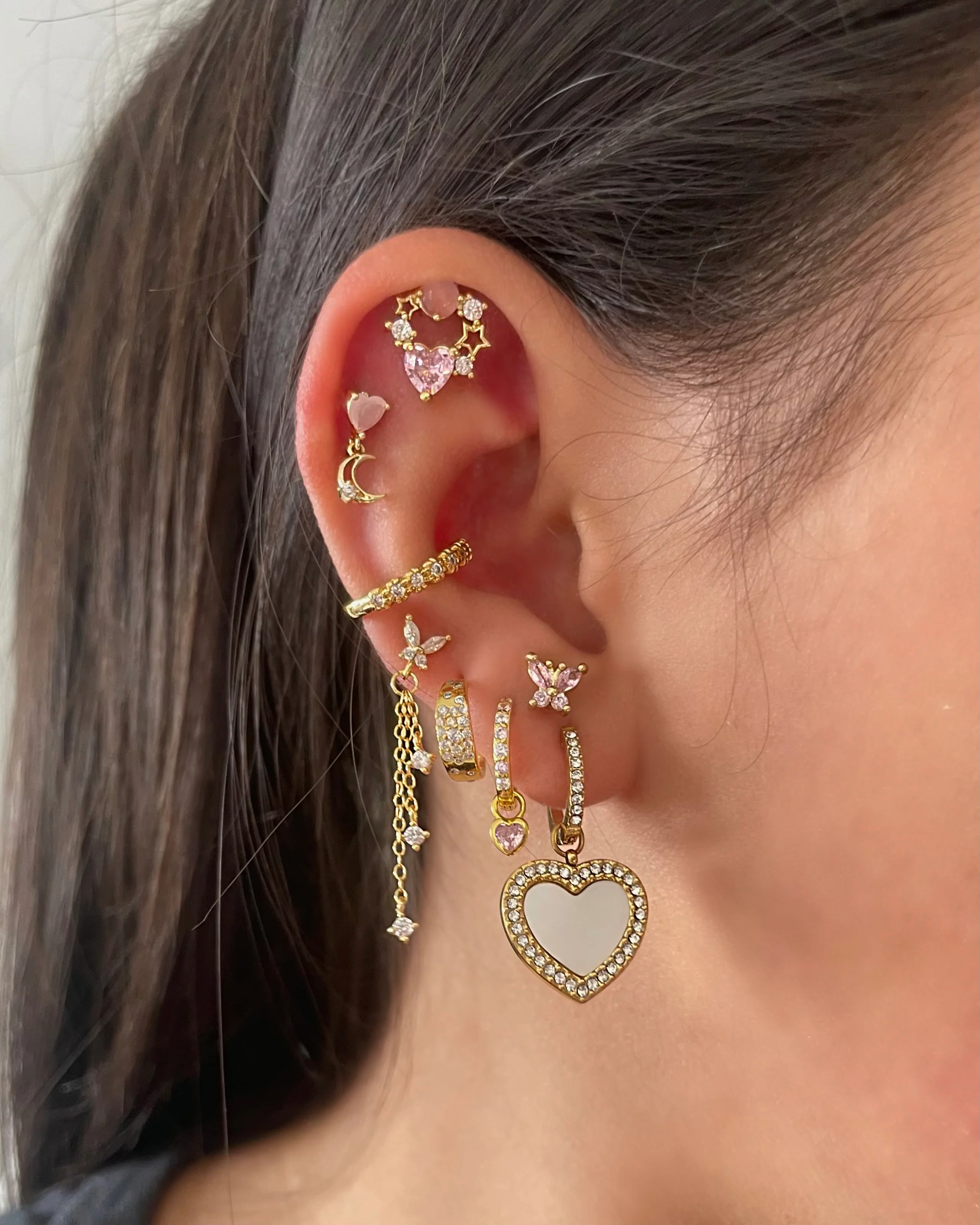 Silver Butterfly Long Chain Studs - Image 2