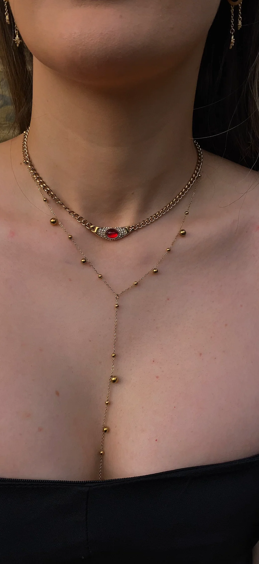 Gold Red Marble Necklace - Image 2
