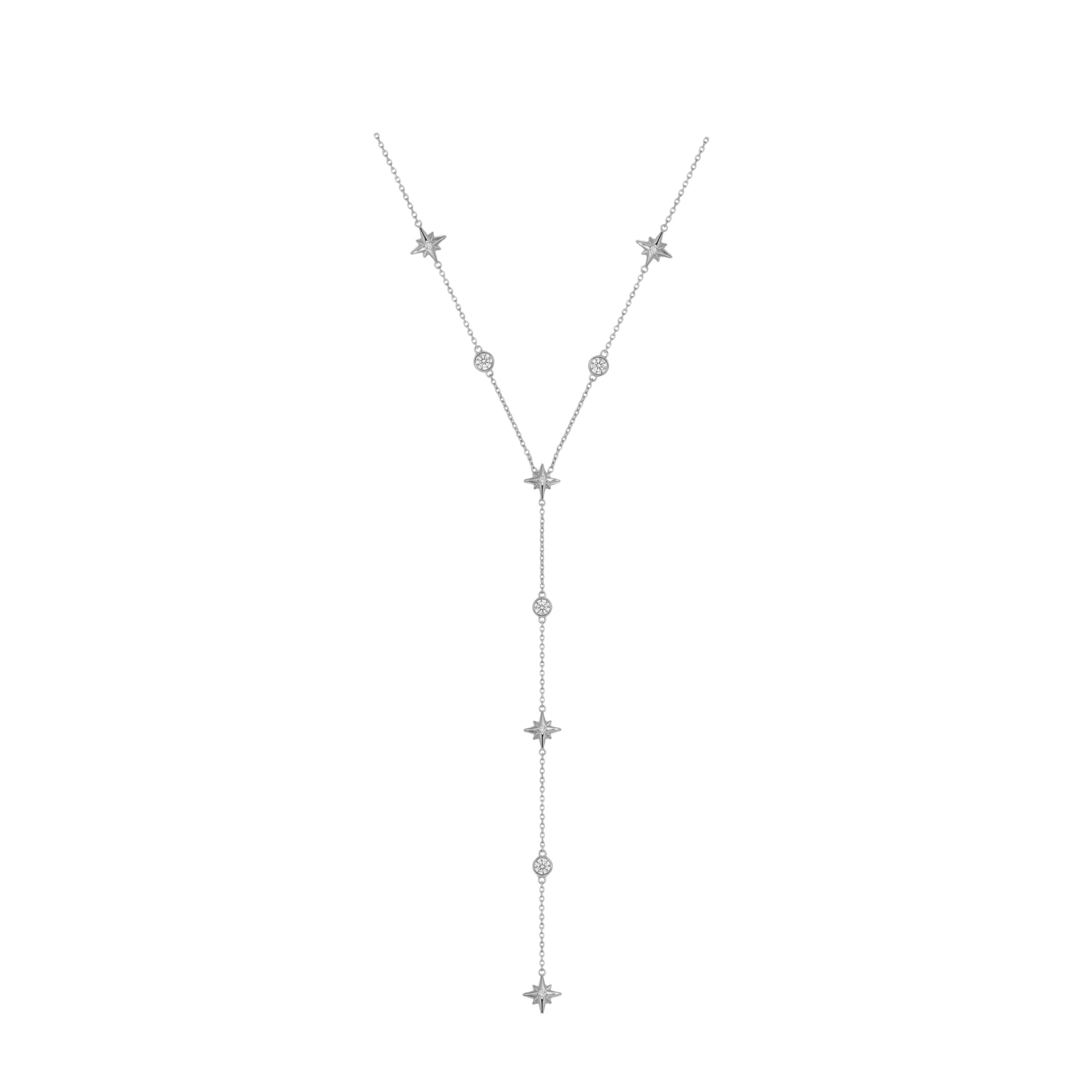 Silver Cosmic Star Y Necklace