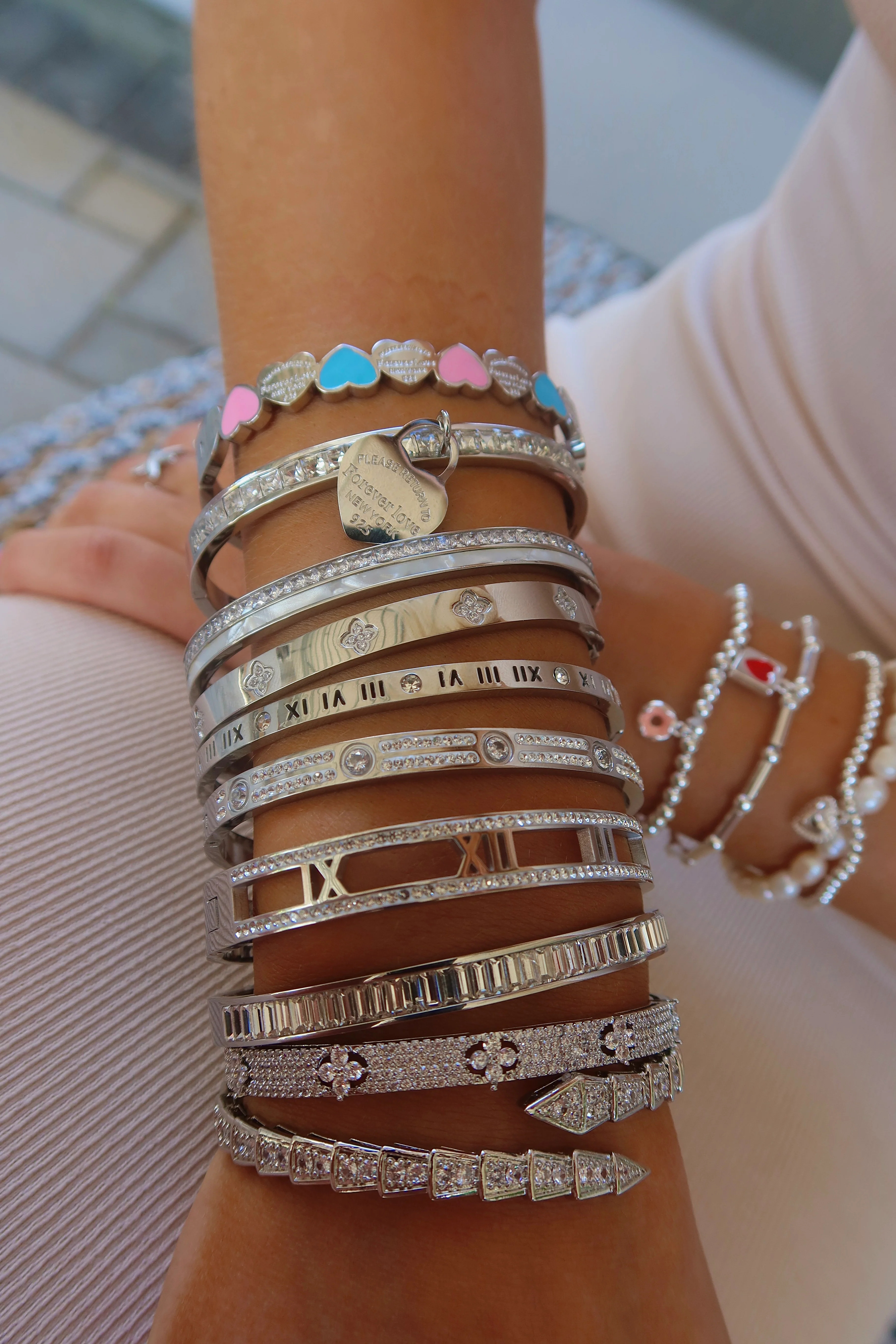 Silver Crystal And Diamond Bangle - Image 5
