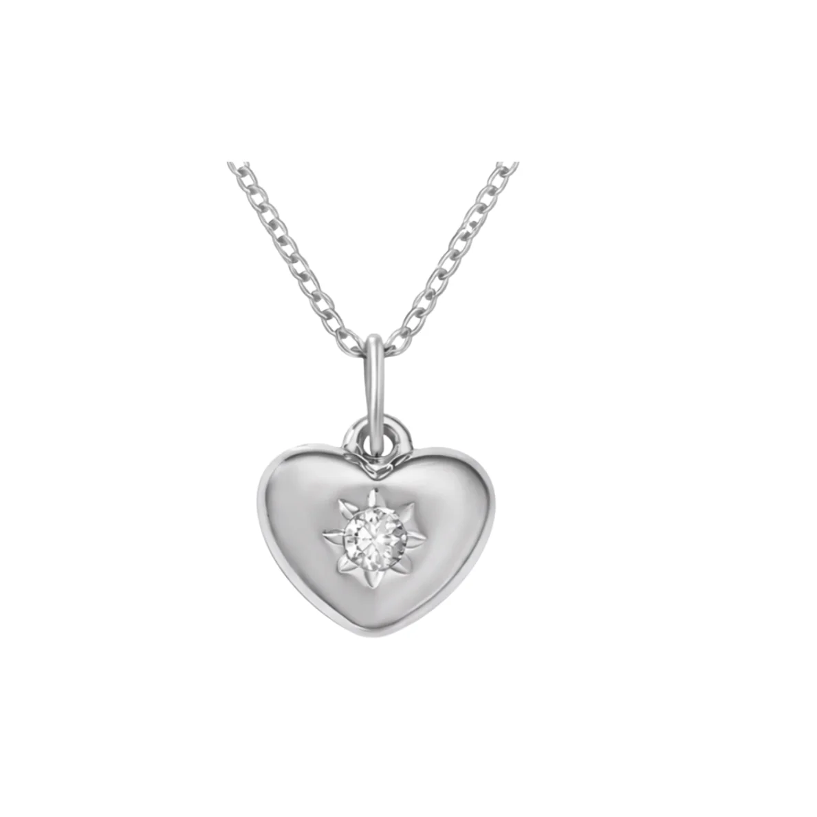 Silver Crystal Heart Pendant Necklace