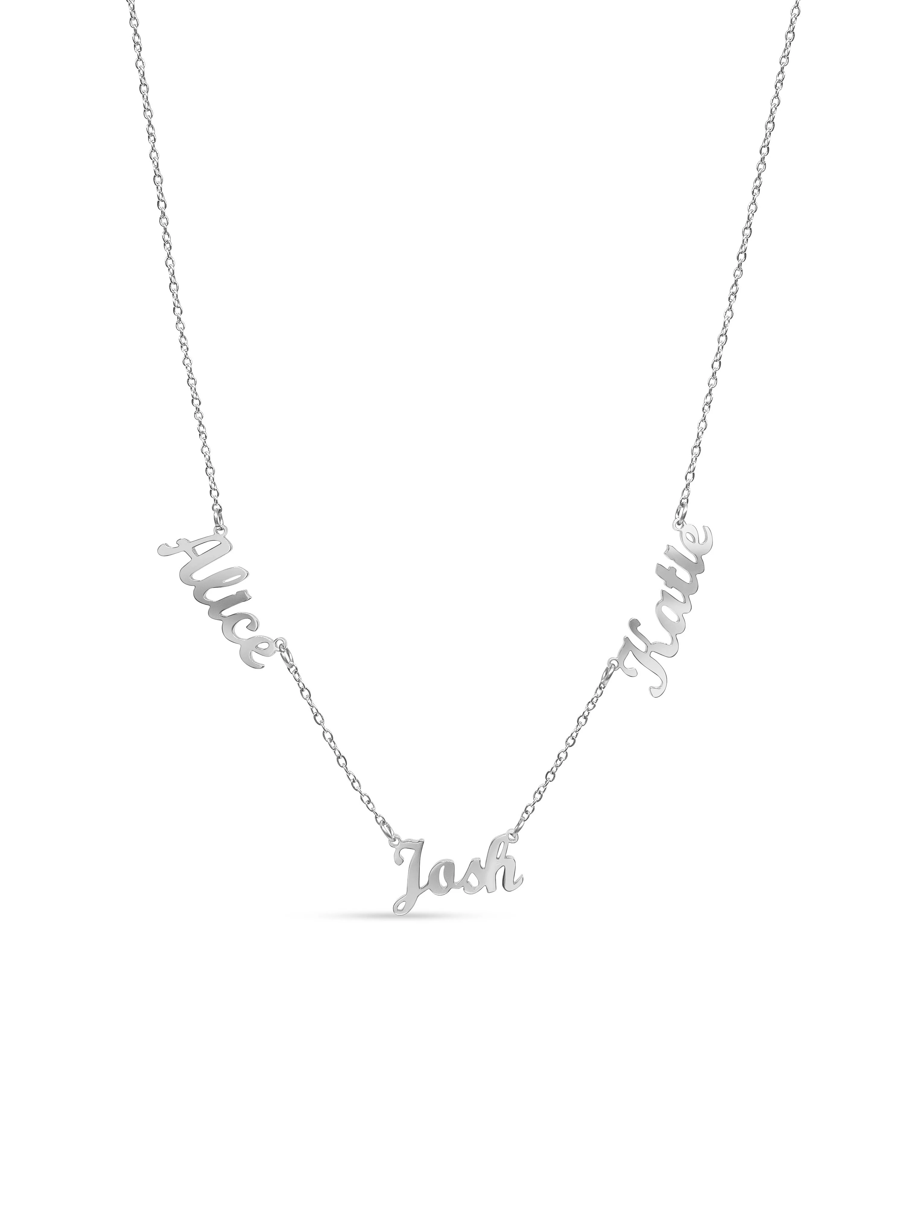 Silver Personalised 3 Name Necklace