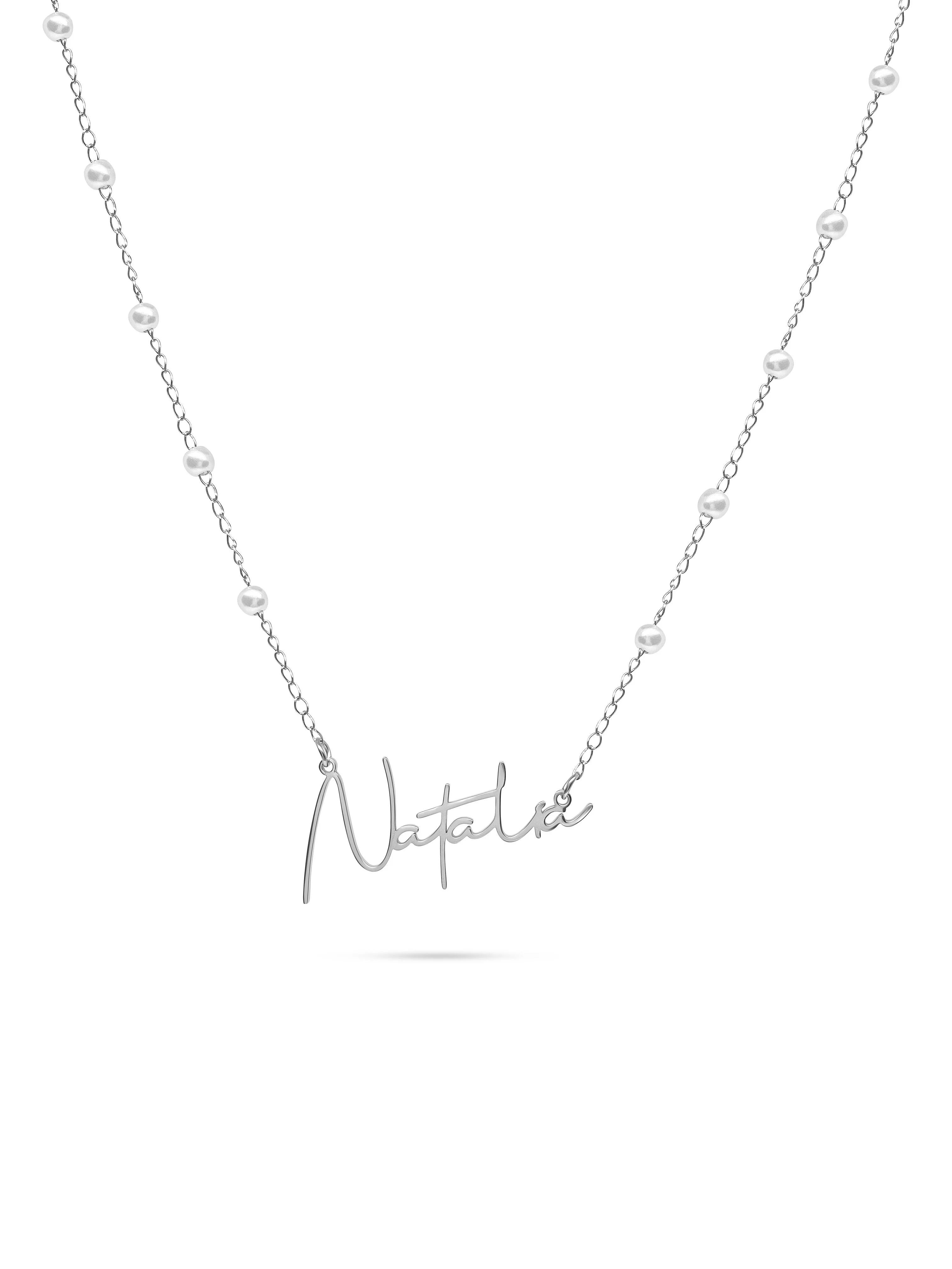 Silver Personalised Dainty Pearl Necklace