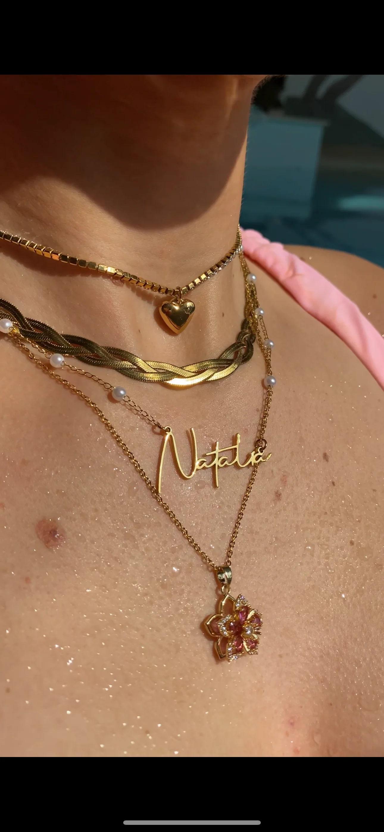 Gold Personalised Dainty Pearl Necklace - Image 4