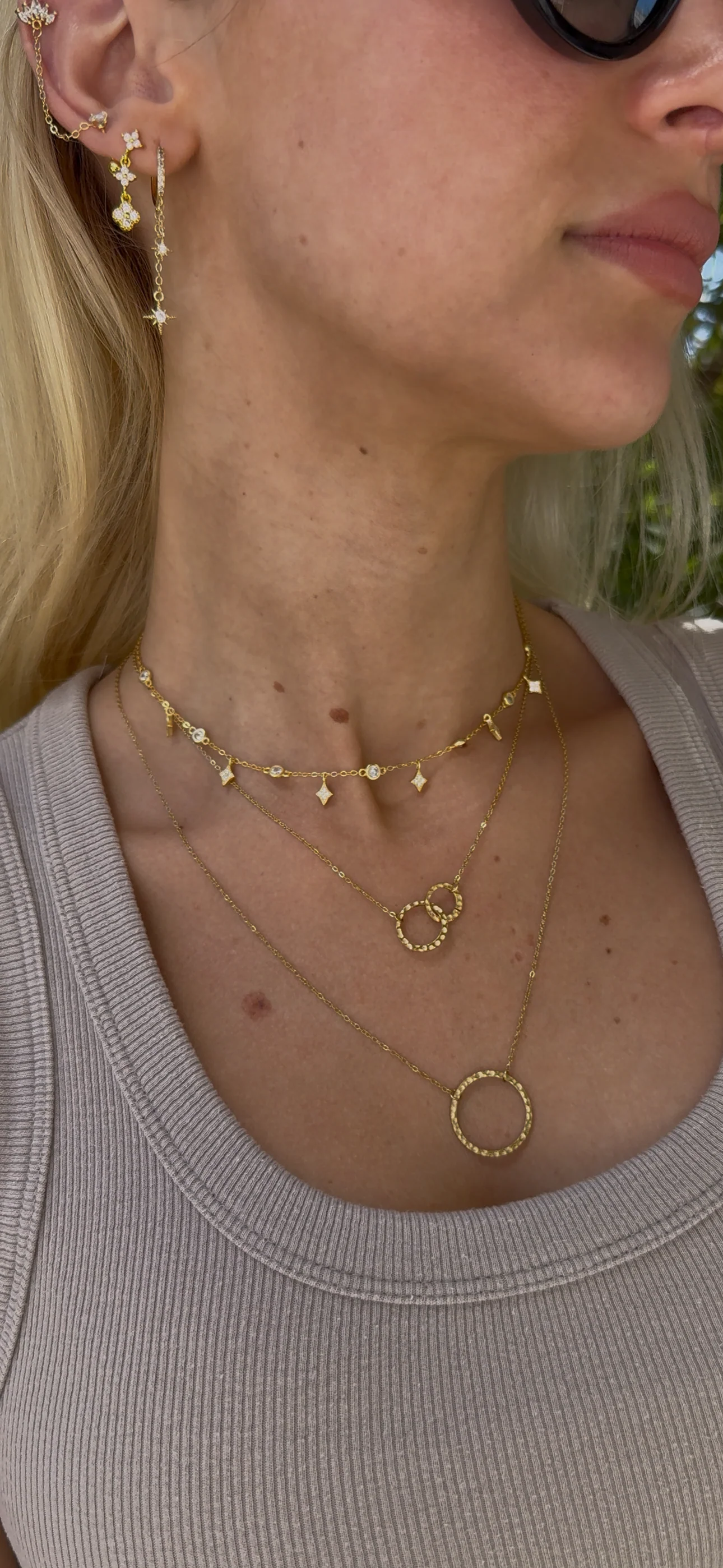 Silver Dainty Big Textured Circle Necklace - Image 4