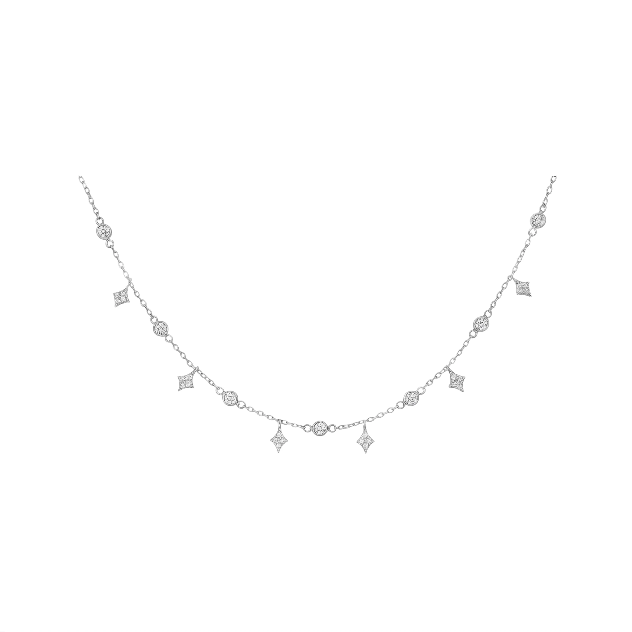 Silver Dainty Diamond Necklace