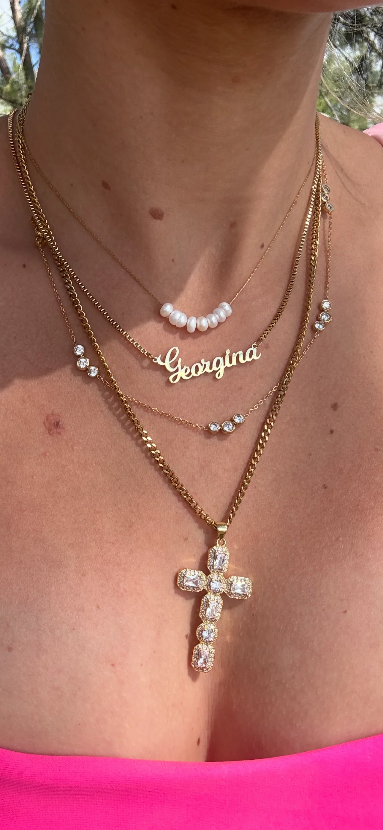 Gold Dainty Pearl Necklace - Image 2