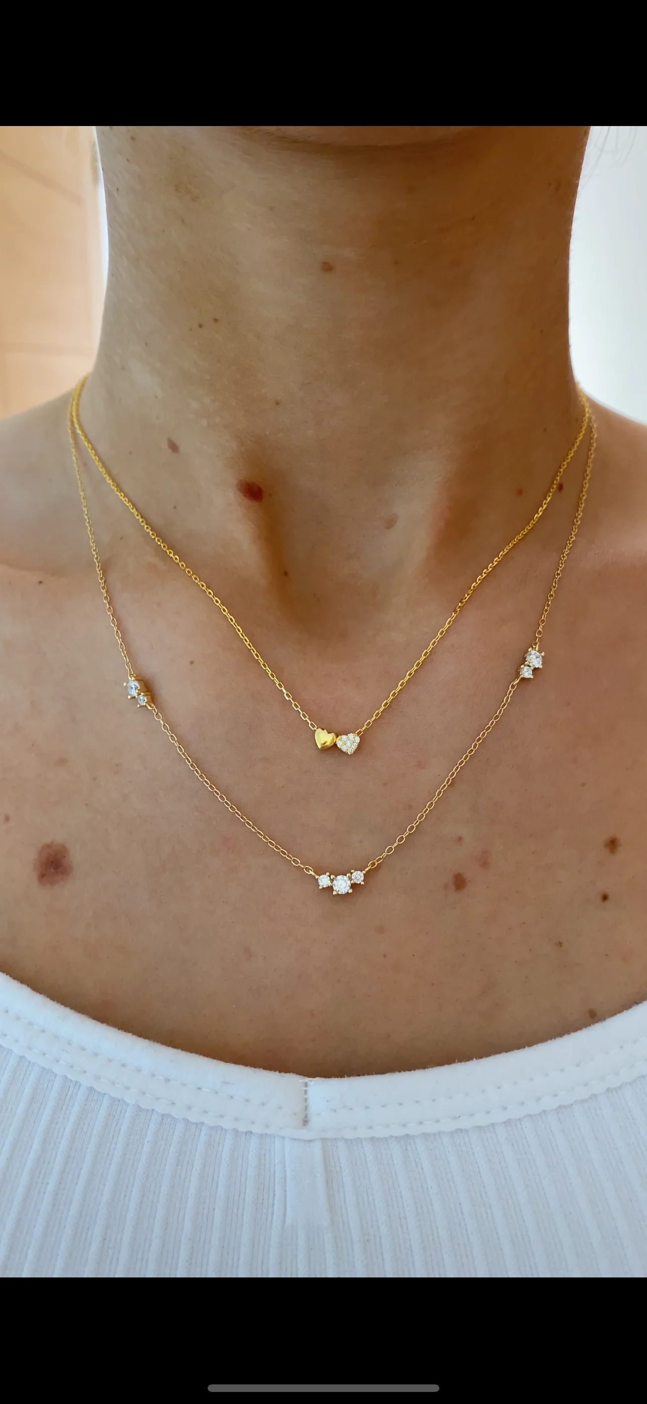 Silver Dainty Tiny Heart Duo Necklace - Image 2
