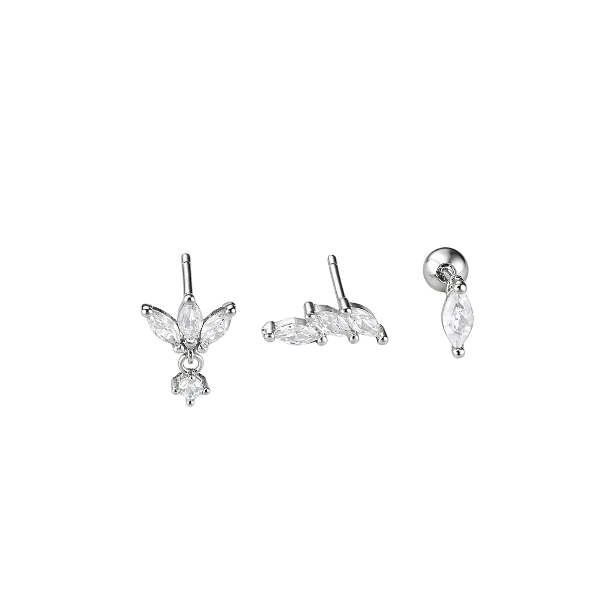 Silver Dainty Triple Stud Set