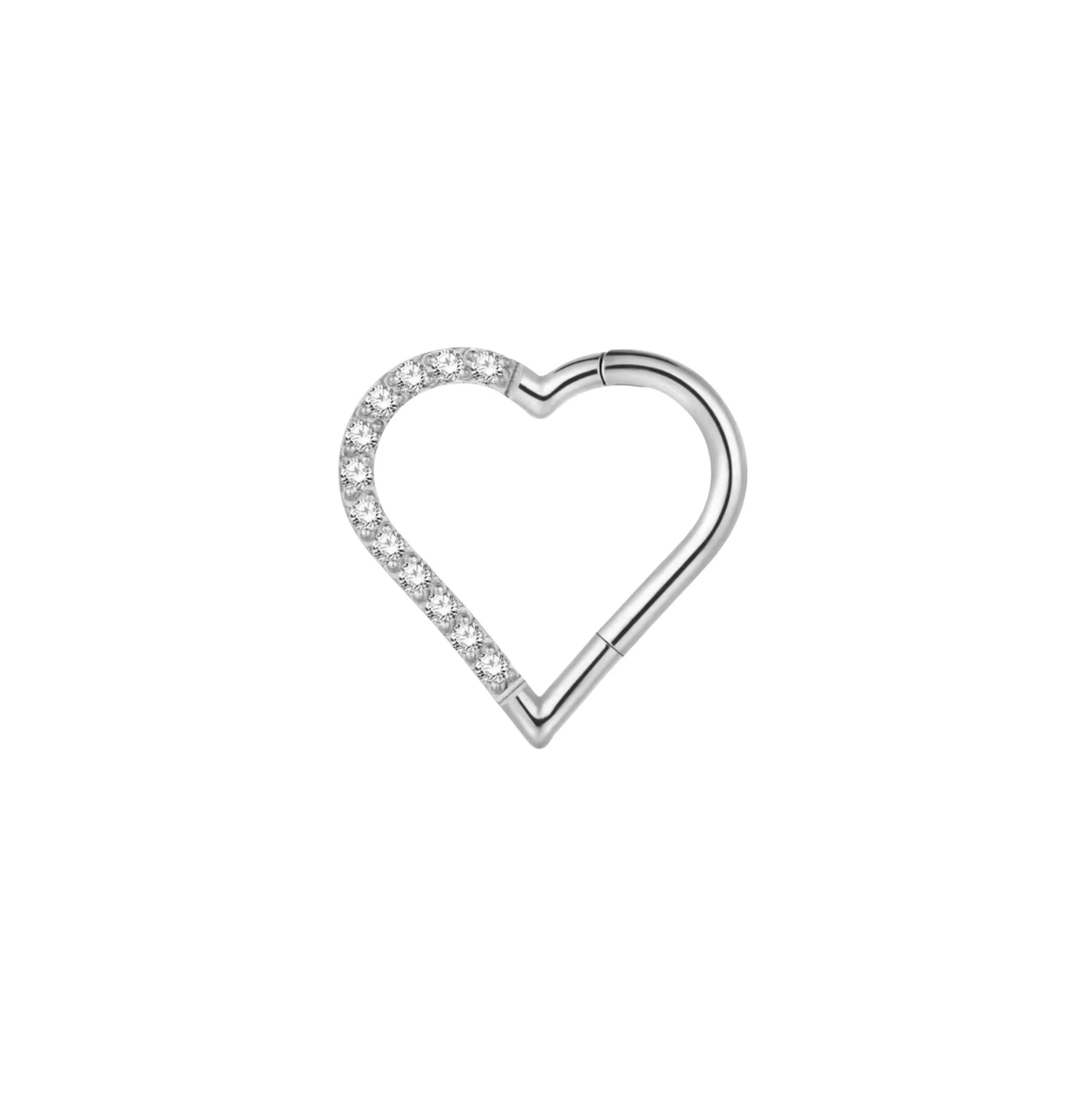 Silver Daith Heart Hoop