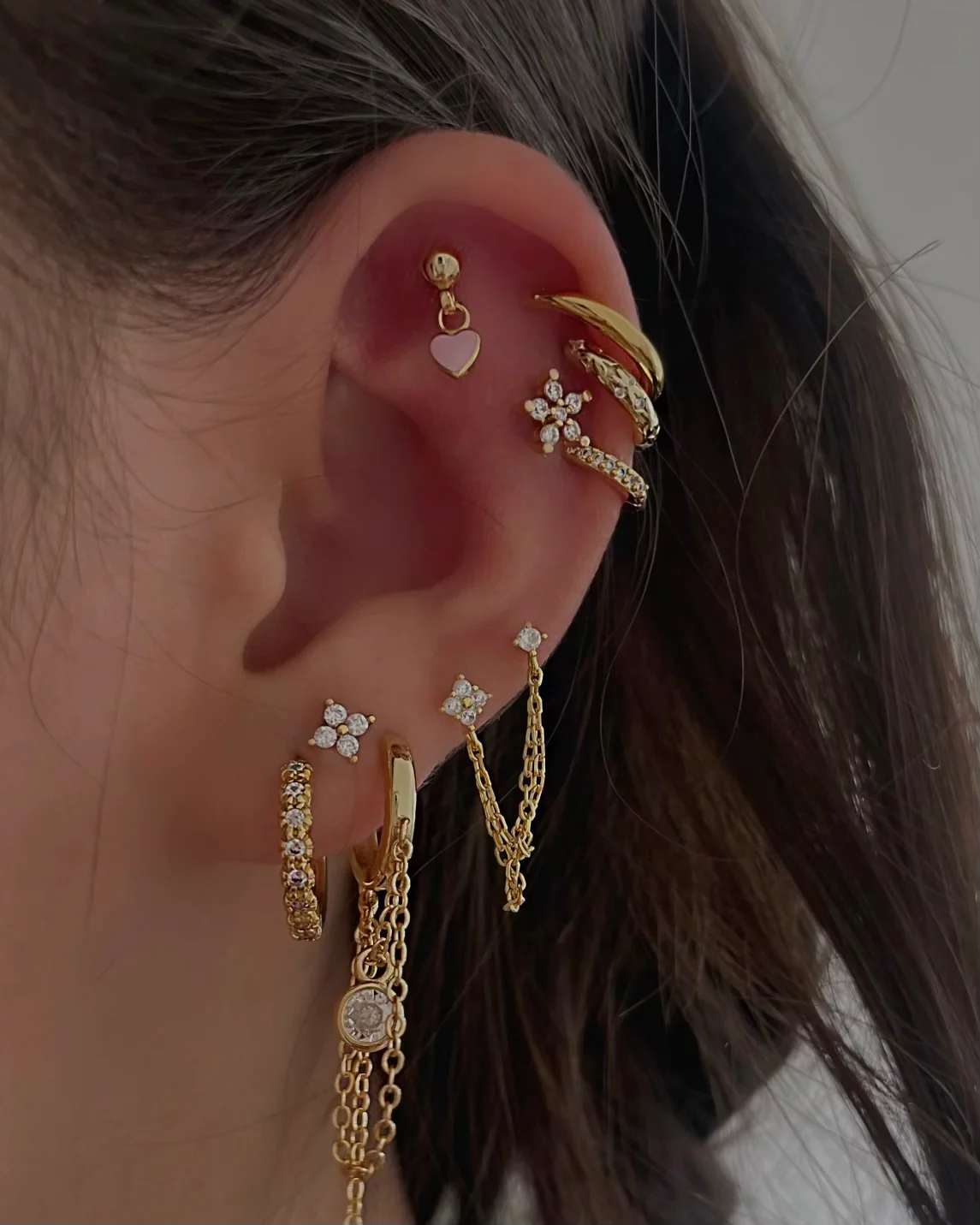 Silver Double Chain Studs - Image 4