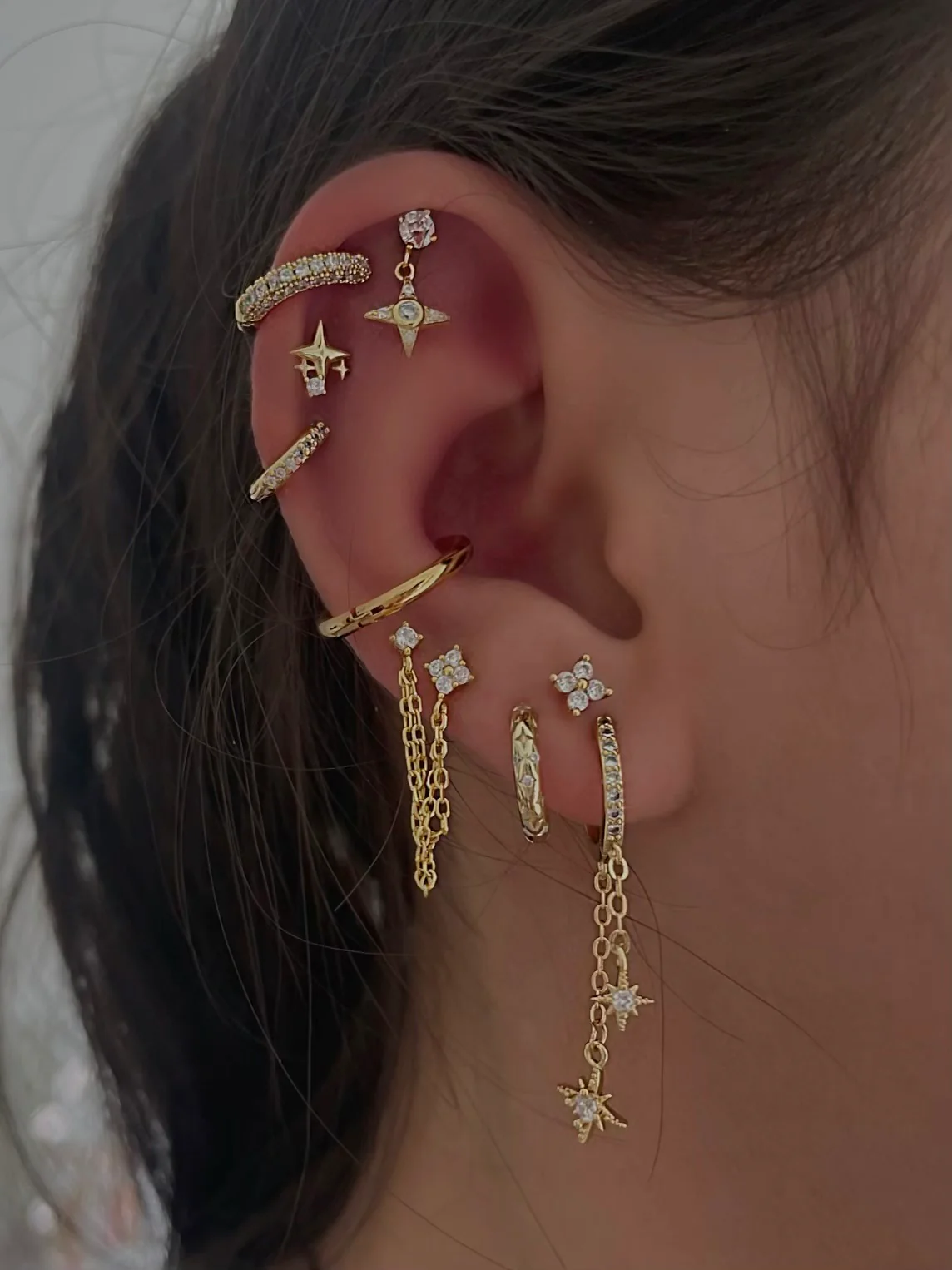 Silver Double Chain Studs - Image 5