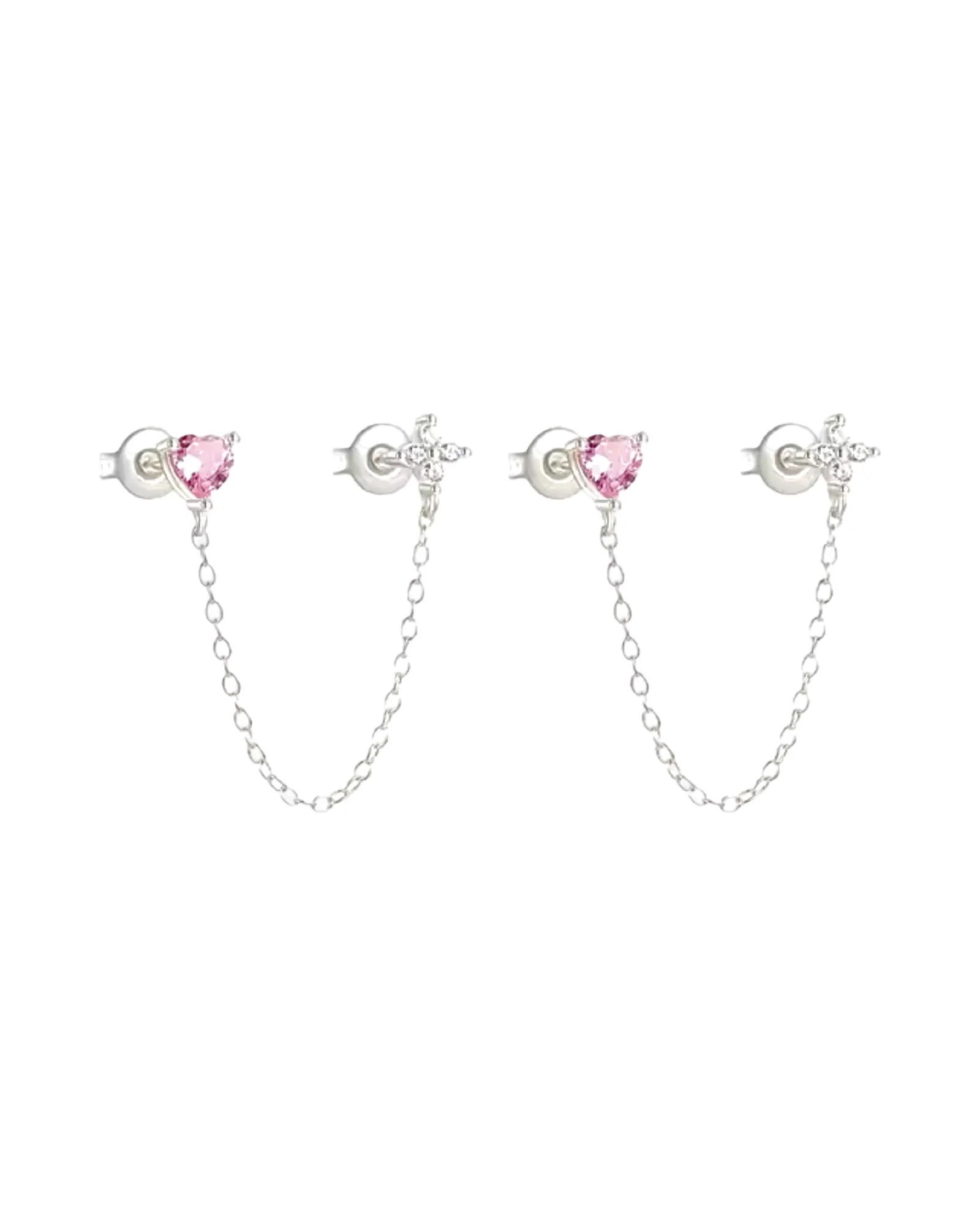 Silver Double Chain Studs - Image 7