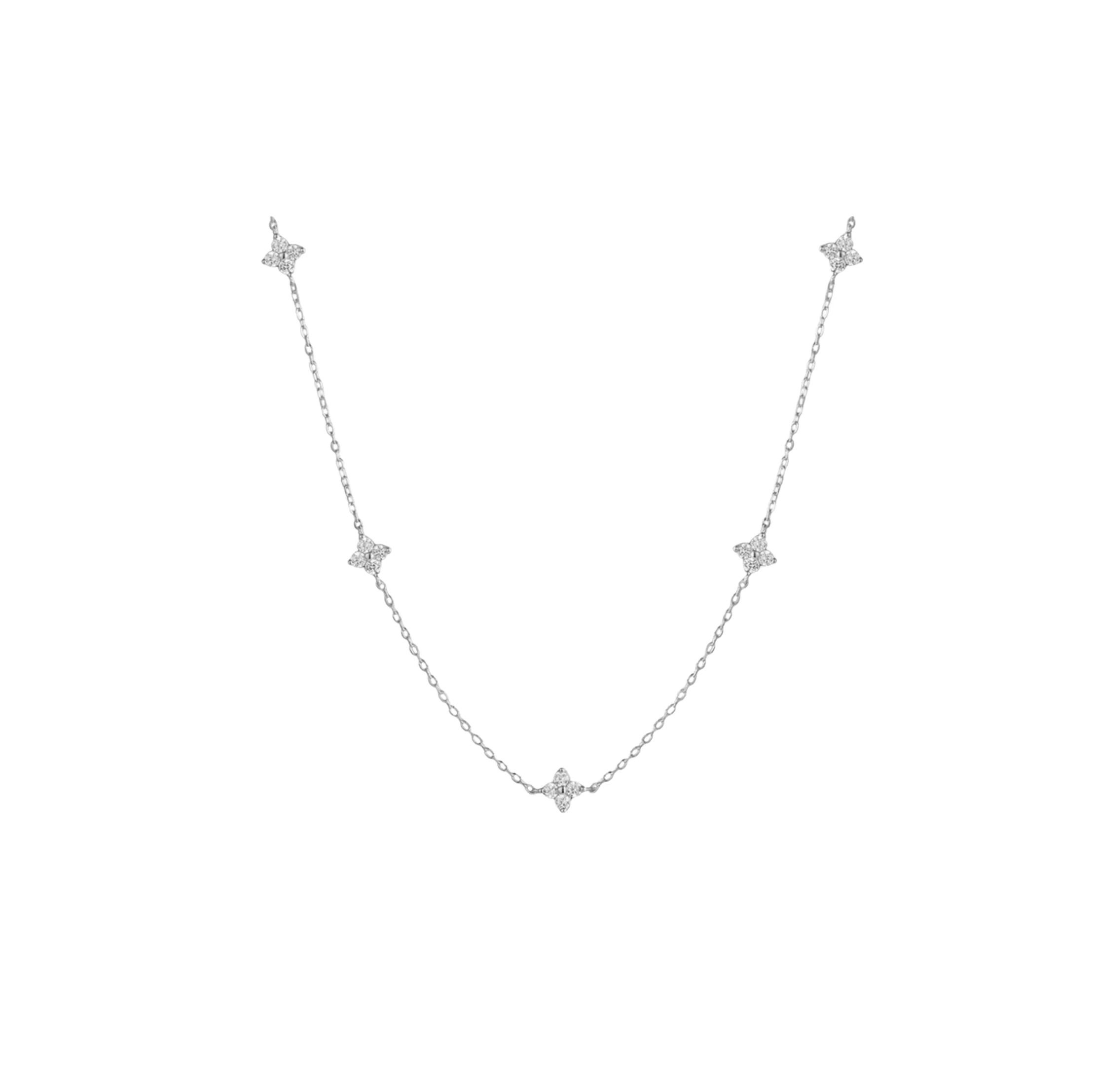 Silver Dainty Clover Necklace