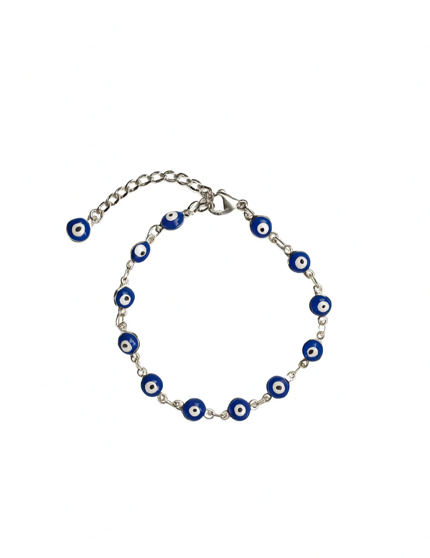 Silver Stacked Evil Eye Bracelet