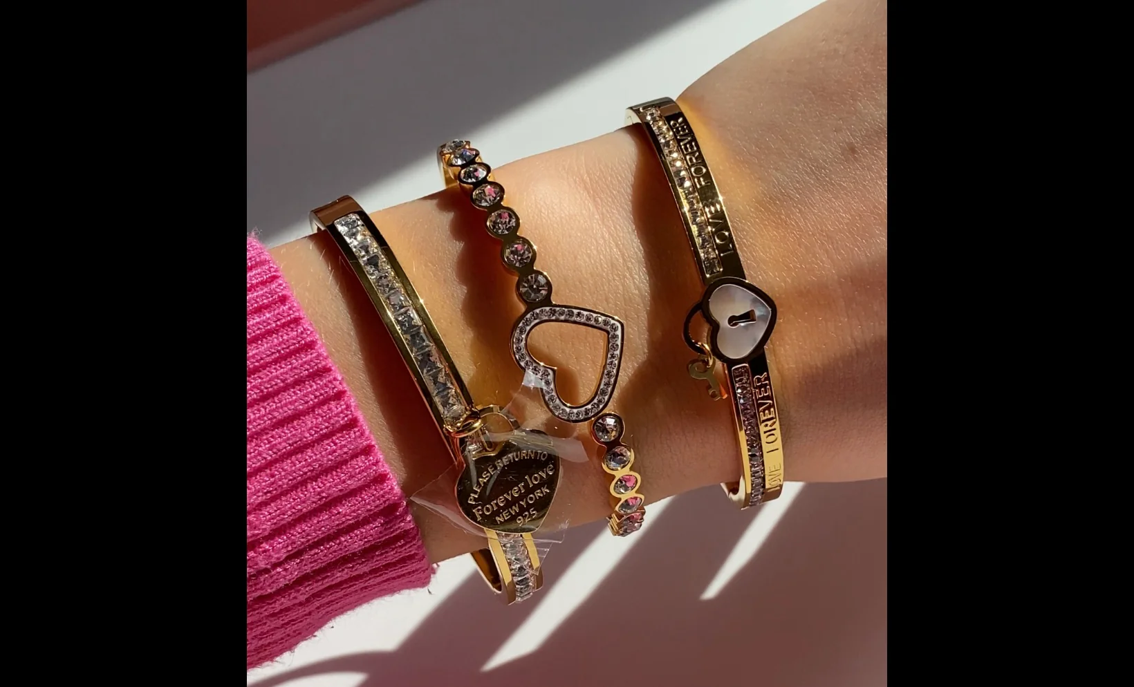 Silver Forever Love Crystal Bangle - Image 3