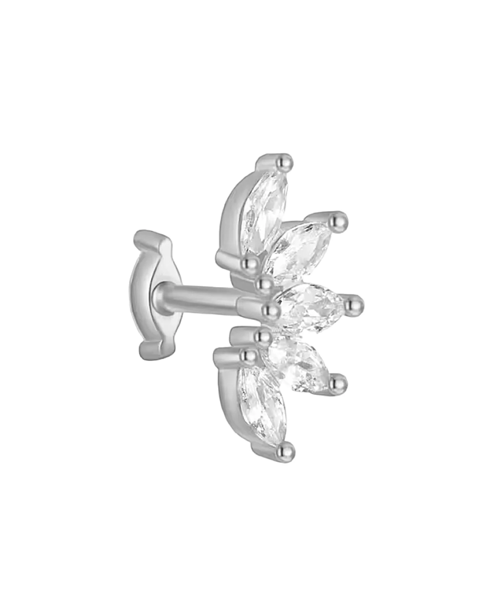 Silver Half Flower Helix Stud